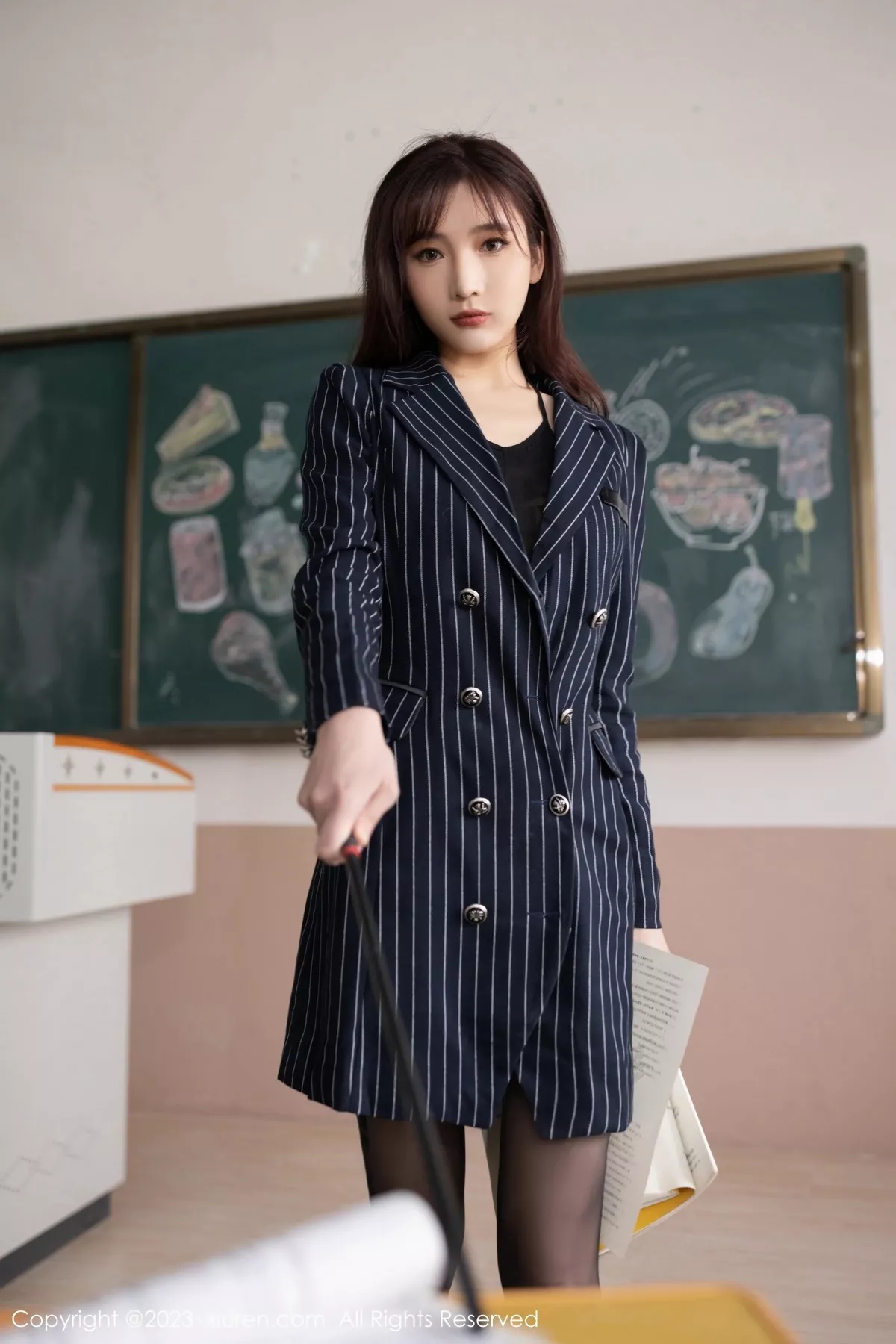 秀人集.com_[XiuRen秀人网]No.6843_模特陆萱萱教师角色扮演性感黑色薄纱连体衣秀曼妙身姿诱惑写真80P