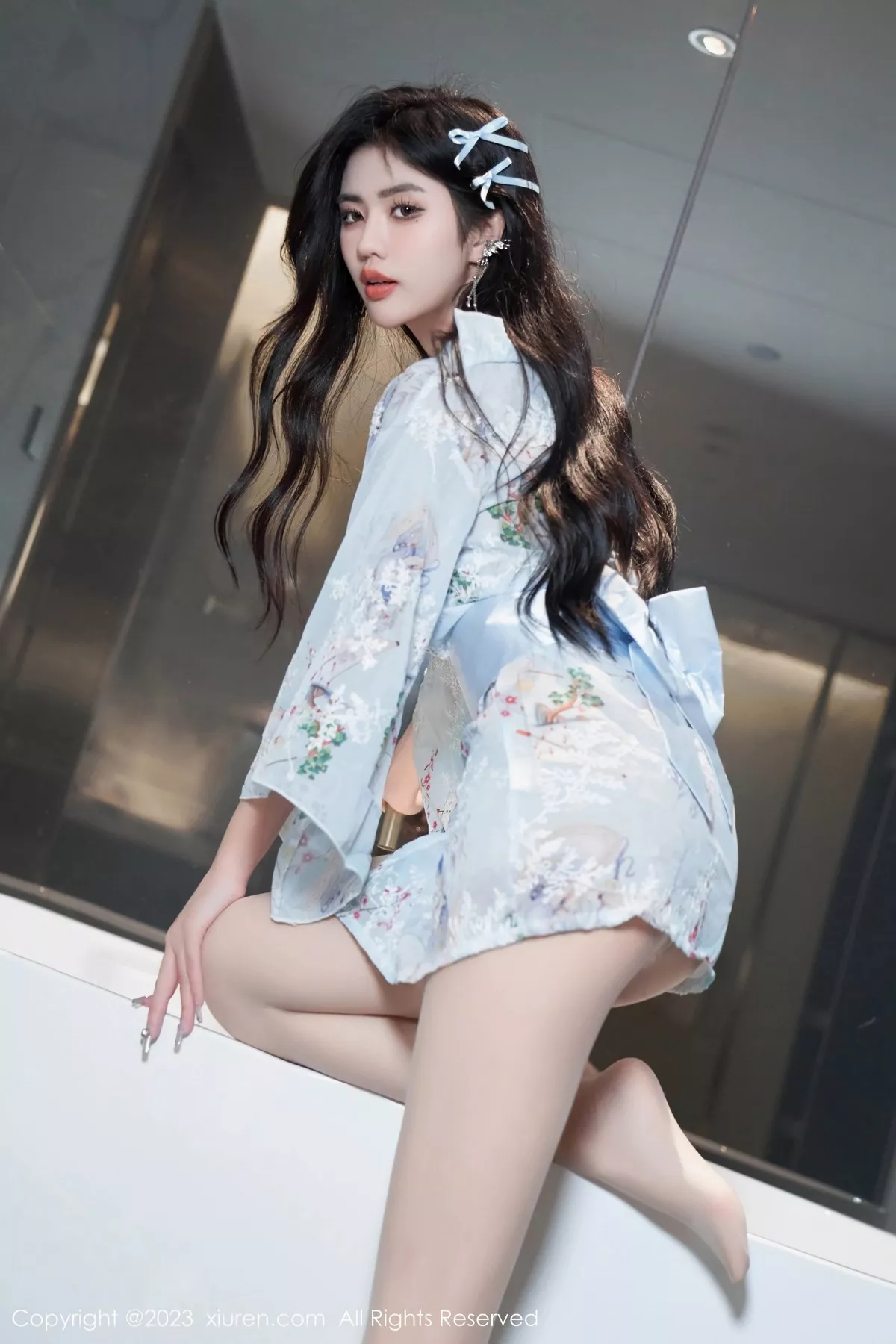 秀人集.com_[XiuRen秀人网]No.6924_模特浅浅Danny淡蓝色花纹睡裙配原色丝袜秀曼妙身姿诱惑写真79P