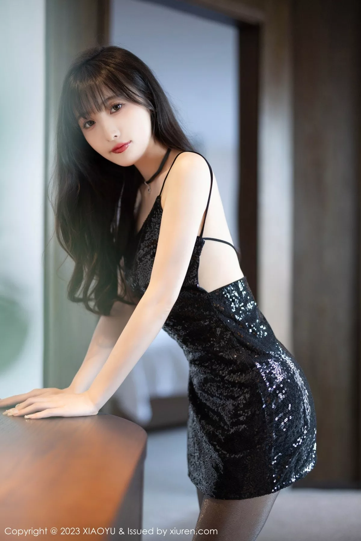 秀人集.com_[XiaoYu画语界]Vol.1061_模特林星阑性感黑色吊带裙配超薄无内黑丝秀曼妙身姿诱惑写真83P