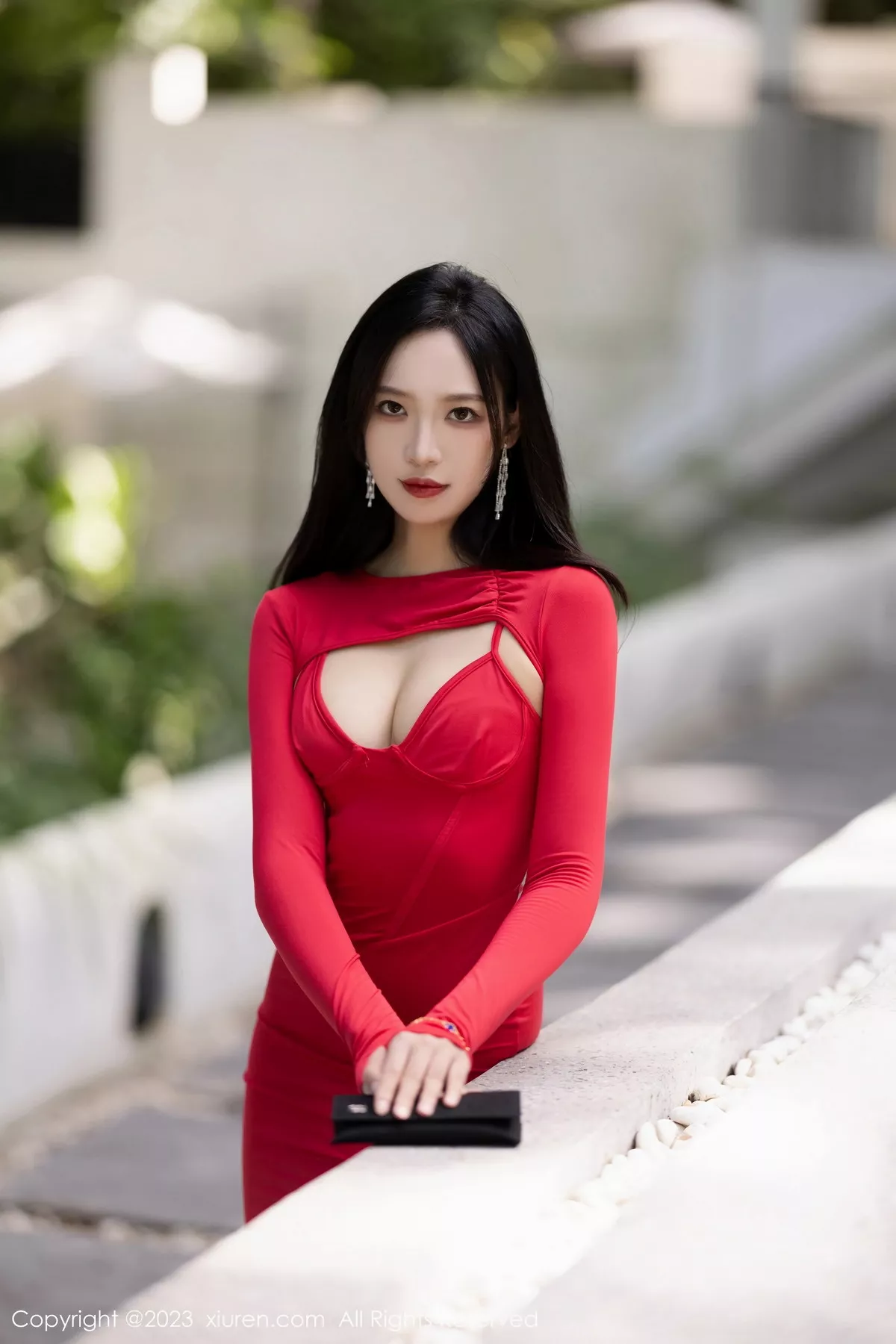 秀人集.com_[XiuRen秀人网]No.7194_模特郑颖姗Bev红色连衣短裙露红色蕾丝内衣配黑丝吊袜诱惑写真83P