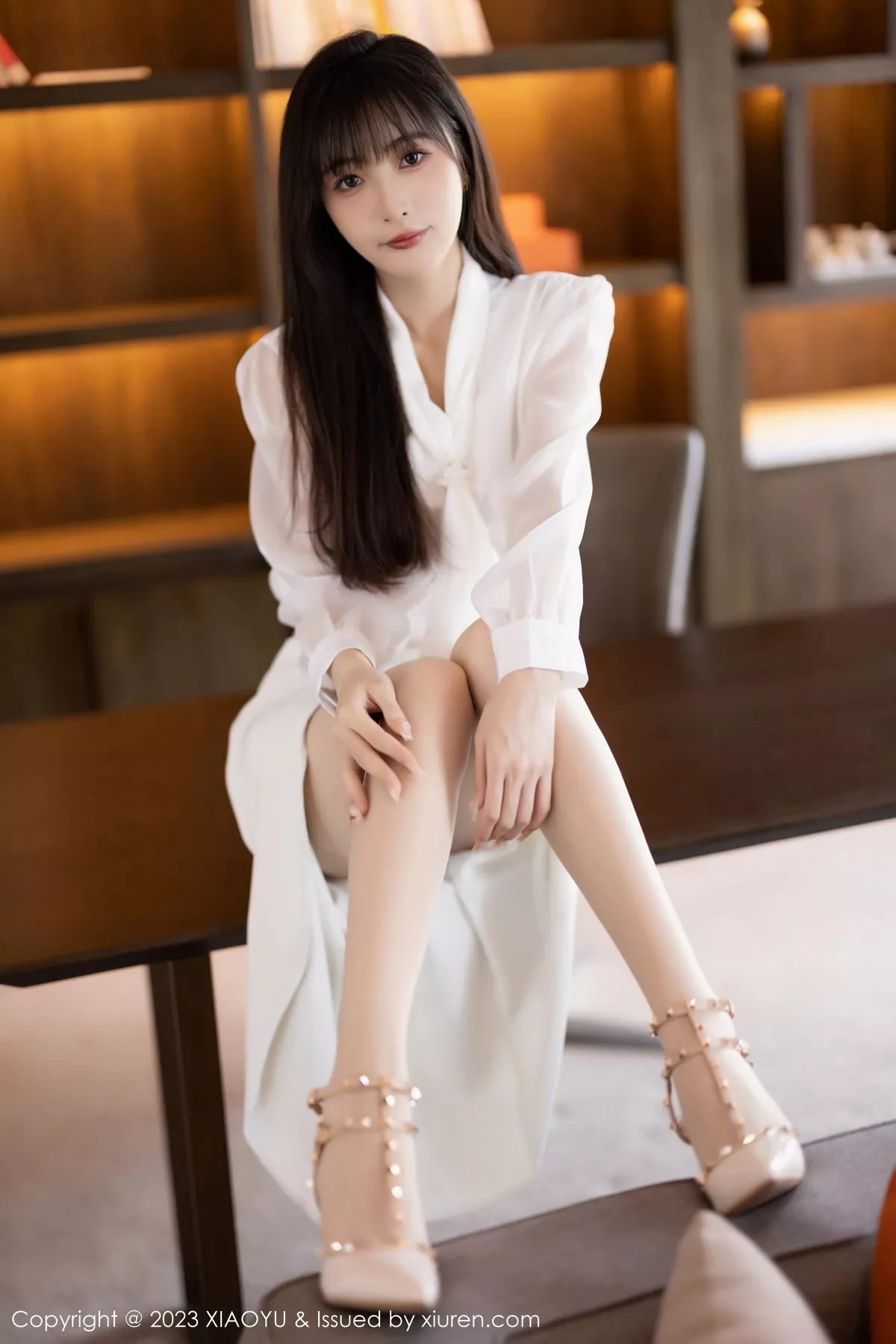 秀人集.com_[XiaoYu画语界]Vol.1088_模特林星阑性感白色连衣裙露浅色内衣配超薄肉丝妩媚迷人写真91P