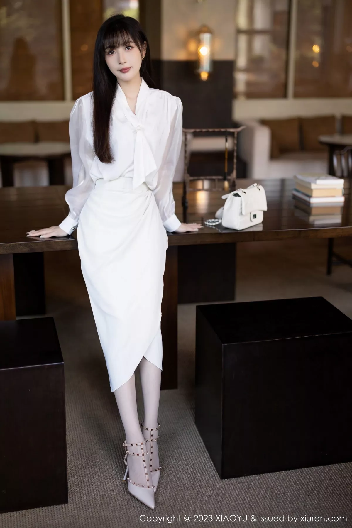 秀人集.com_[XiaoYu画语界]Vol.1088_模特林星阑性感白色连衣裙露浅色内衣配超薄肉丝妩媚迷人写真91P