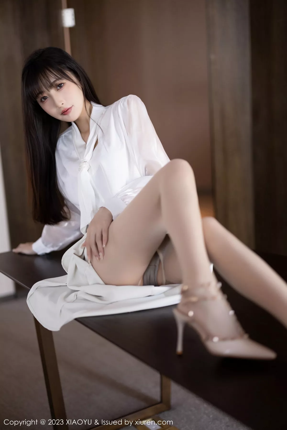 秀人集.com_[XiaoYu画语界]Vol.1088_模特林星阑性感白色连衣裙露浅色内衣配超薄肉丝妩媚迷人写真91P