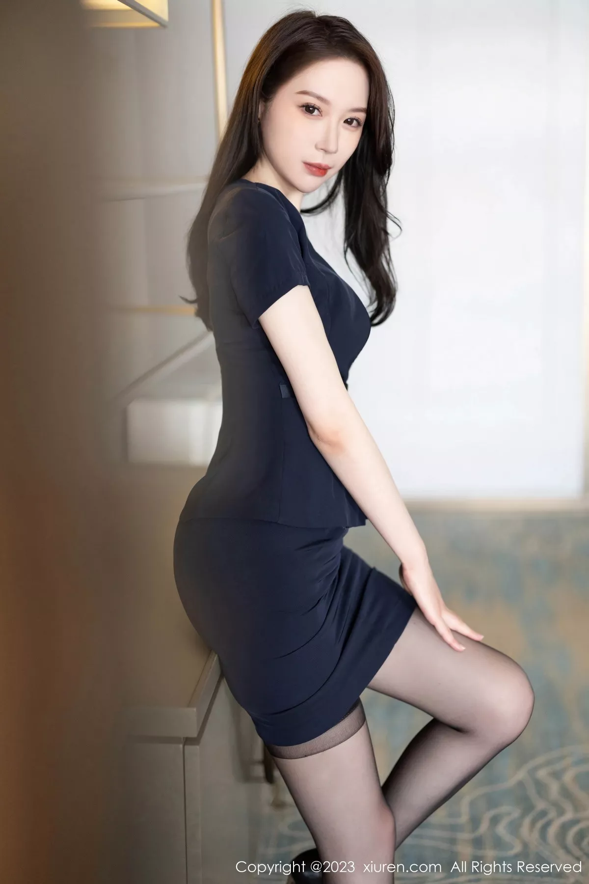 秀人集.com_[XiuRen秀人网]No.7212_模特梦心玥脱深蓝色制服露性感墨绿内衣配黑丝袜迷人诱惑写真83P