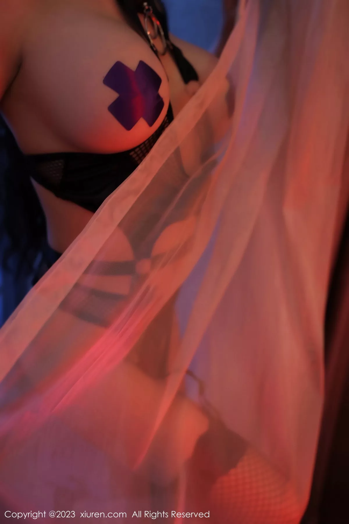 秀人集.com_[XiuRen秀人网]No.7207_模特田冰冰性感黑色情趣服配黑网格袜露豪乳遮点惹火诱惑写真79P