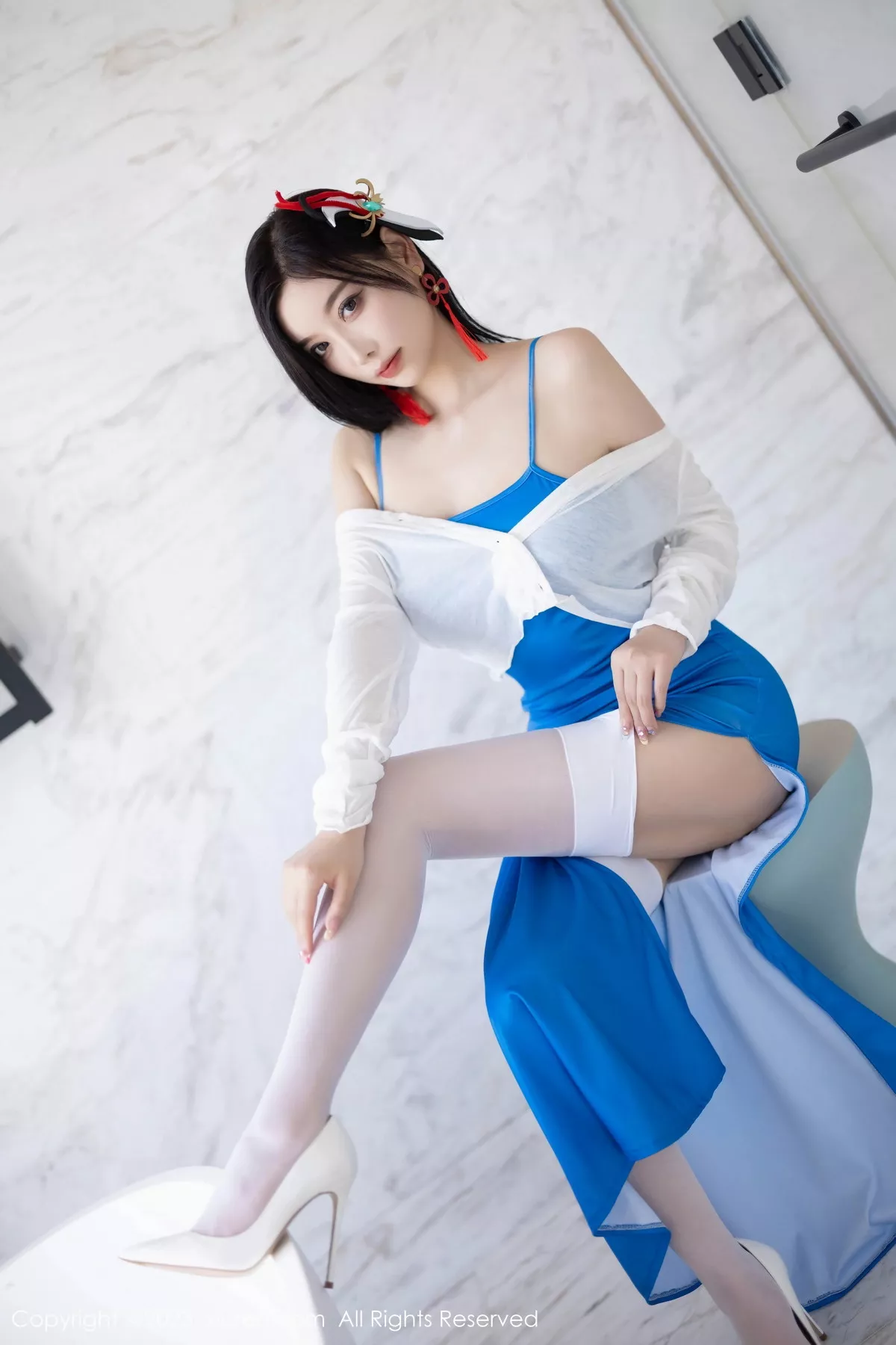 秀人集.com_[XiuRen秀人网]No.7135_女神杨晨晨Yome性感蓝色长裙露浅灰色蕾丝内衣迷人诱惑写真84P