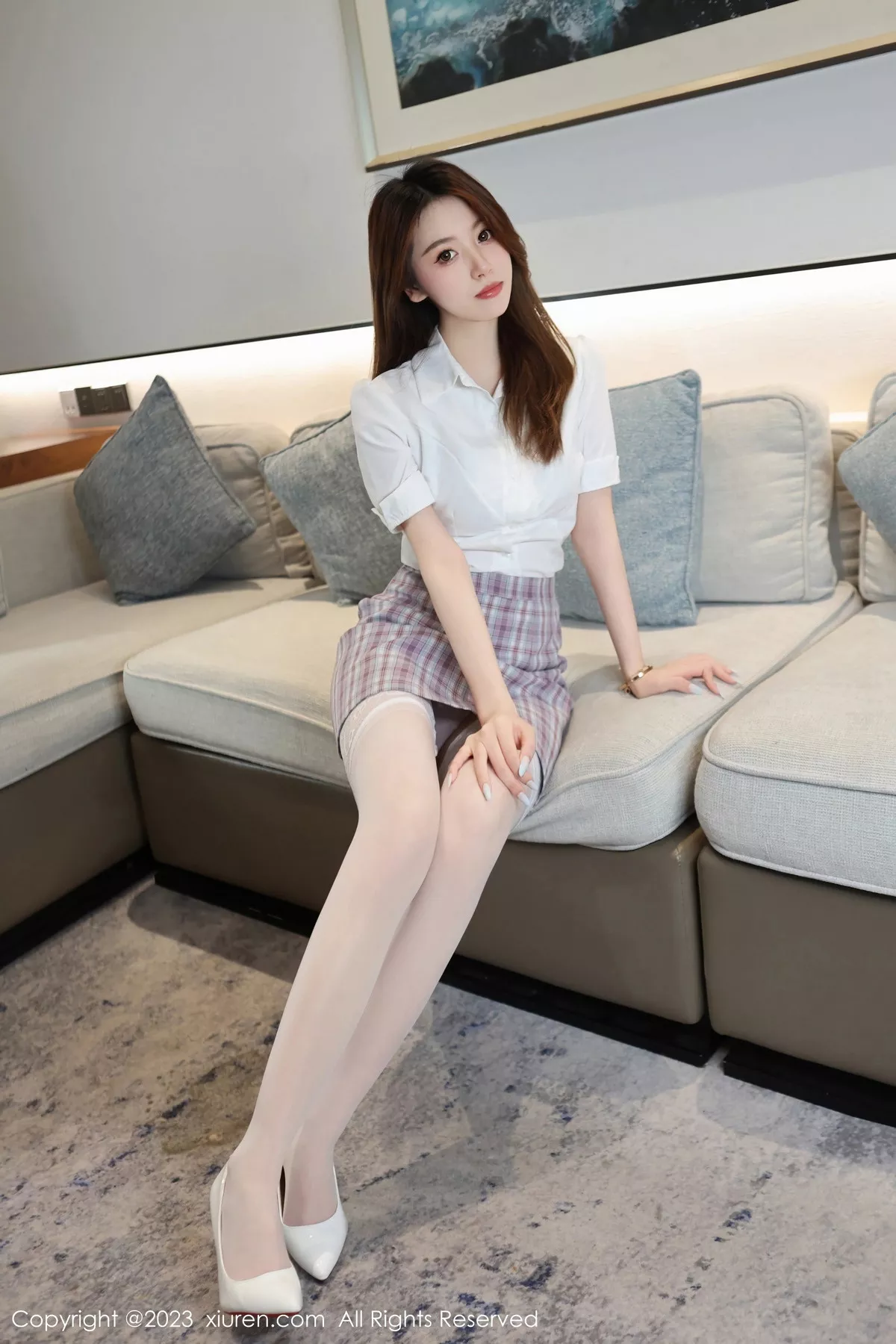 秀人集.com_[XiuRen秀人网]No.7312_新人模特小嘉敏性感白T配短裙露淡紫色蕾丝内衣完美诱惑写真71P