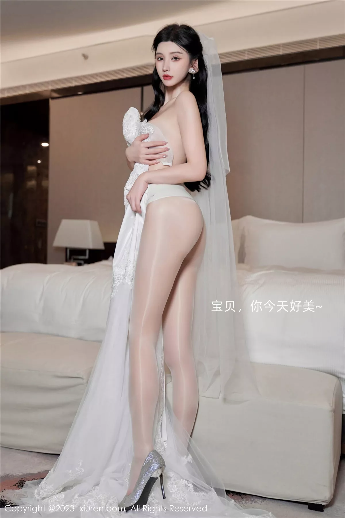 秀人集.com_[XiuRen秀人网]No.7463_女神周于希Sally性感白色婚纱+白色蕾丝情趣服饰完美诱惑写真100P