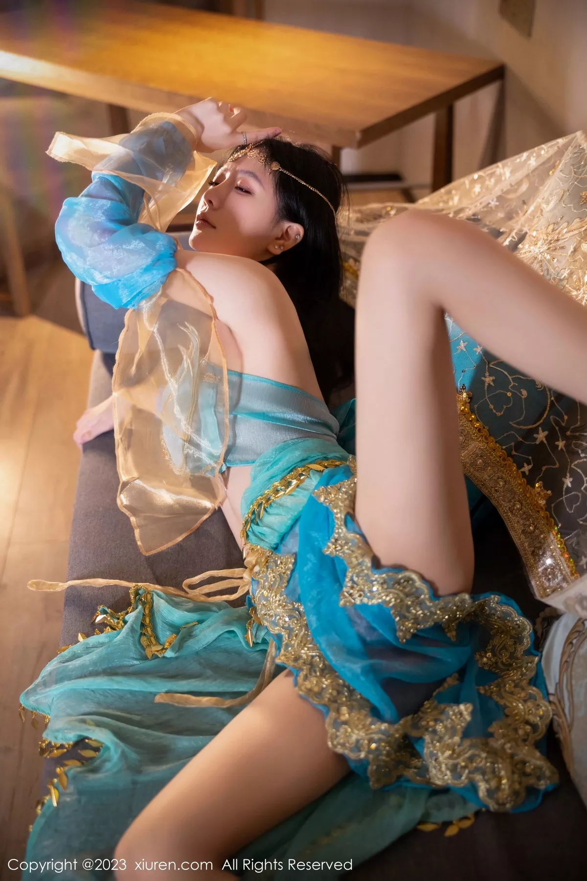 秀人集.com_[XiuRen秀人网]No.7469_模特幼幼性感蓝色西域舞娘短裙露黑色内裤秀白嫩美腿诱惑写真82P