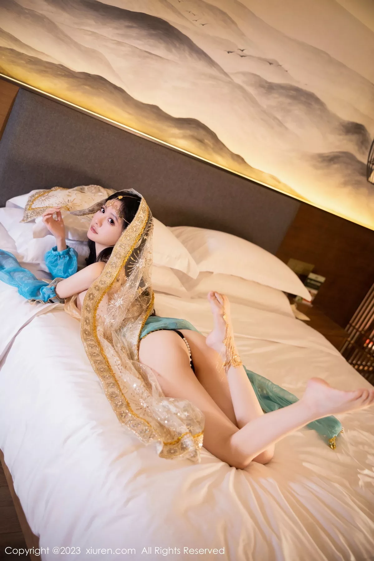 秀人集.com_[XiuRen秀人网]No.7469_模特幼幼性感蓝色西域舞娘短裙露黑色内裤秀白嫩美腿诱惑写真82P