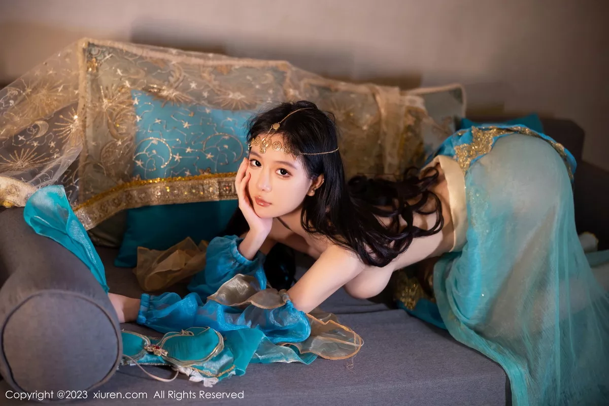 秀人集.com_[XiuRen秀人网]No.7469_模特幼幼性感蓝色西域舞娘短裙露黑色内裤秀白嫩美腿诱惑写真82P