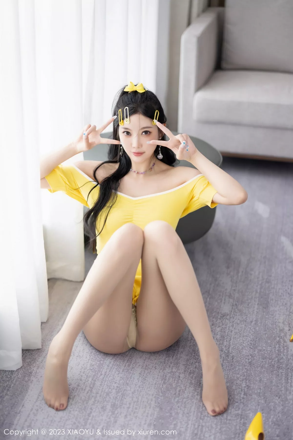 秀人集.com_[XiaoYu画语界]Vol.1126_女神杨晨晨Yome性感黄色连衣短裙配白丝袜秀丰腴身材诱惑写真90P