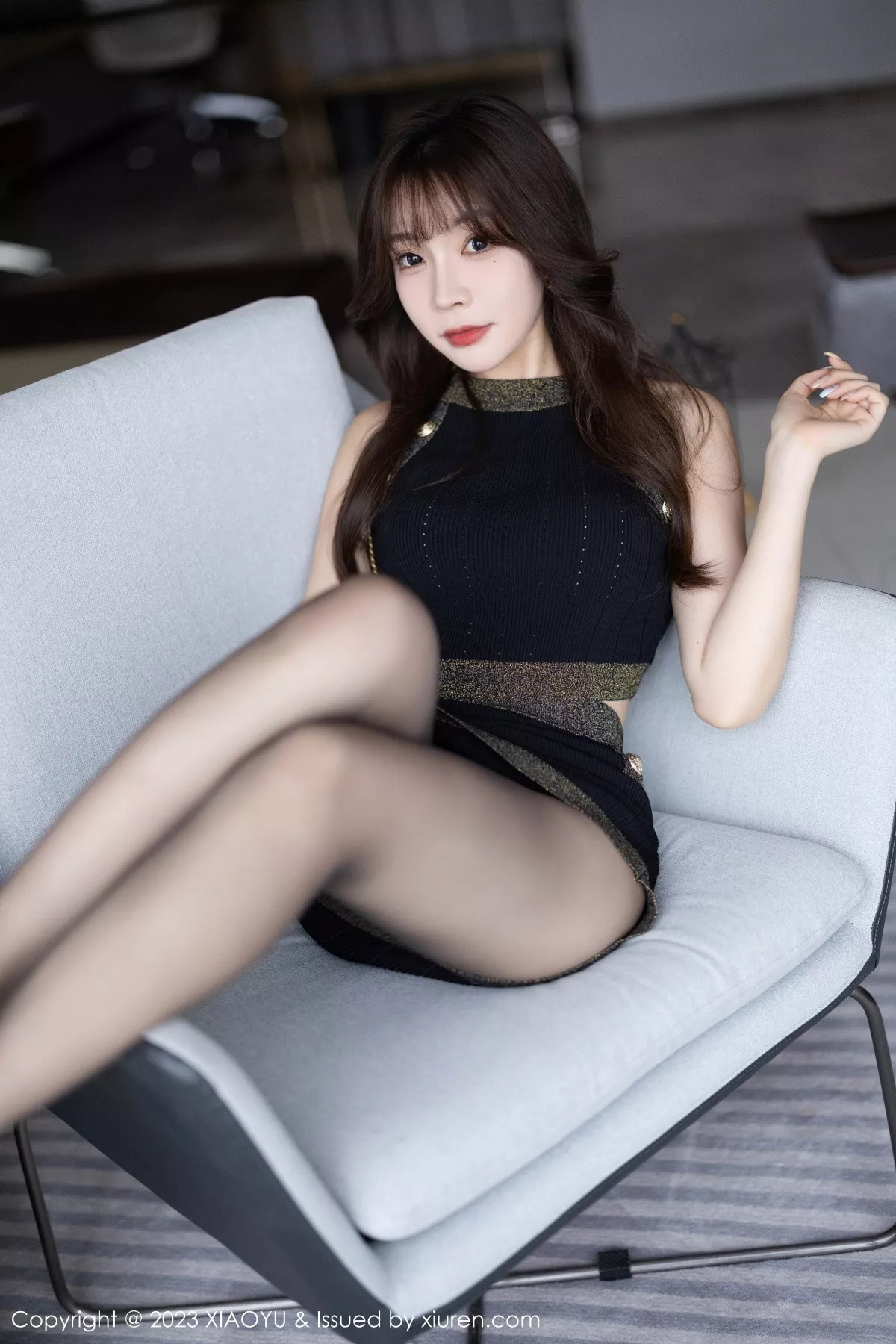 秀人集.com_[XiaoYu画语界]Vol.1137_女神徐莉芝Booty性感黑色服饰配超薄黑丝露红色内衣诱惑写真84P