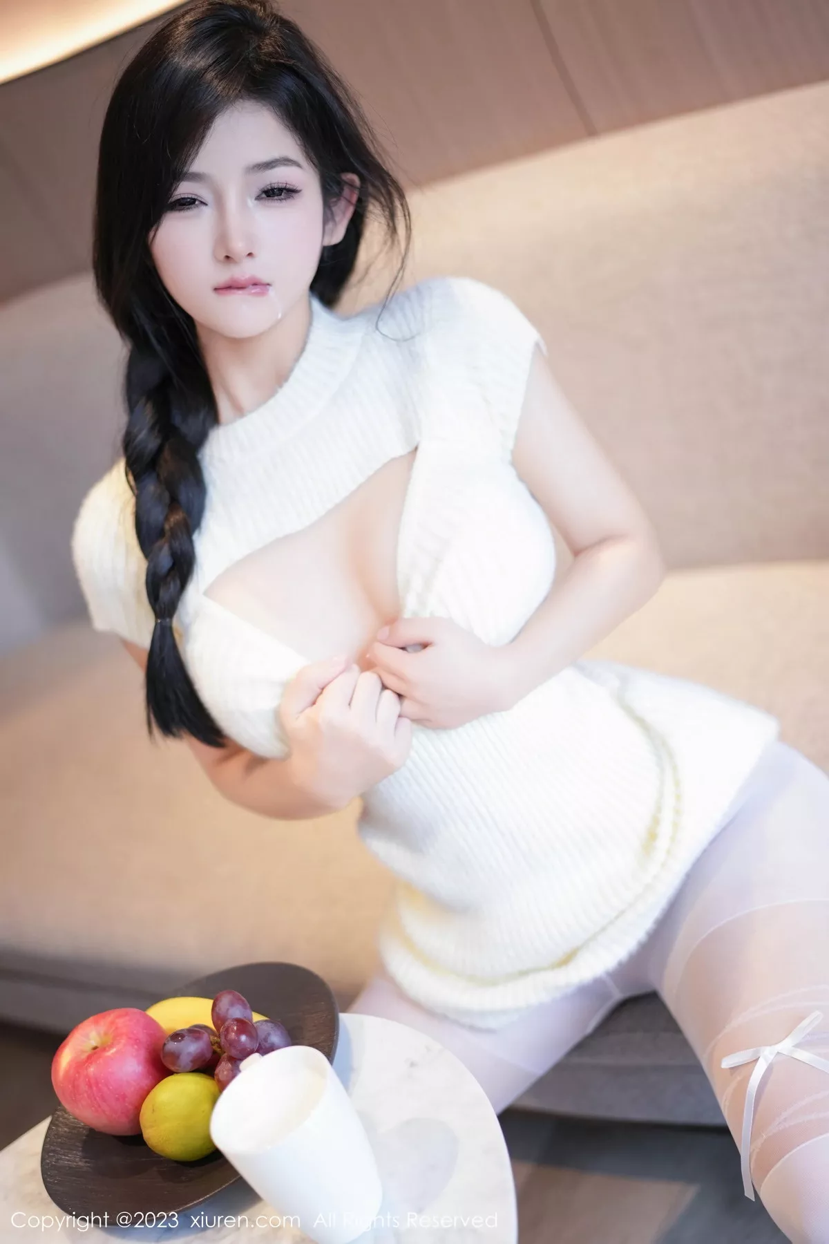 秀人集.com_[XiuRen秀人网]No.7542_模特小逗逗性感黑色OL装露蓝灰色蕾丝内衣配超薄黑丝诱惑写真78P