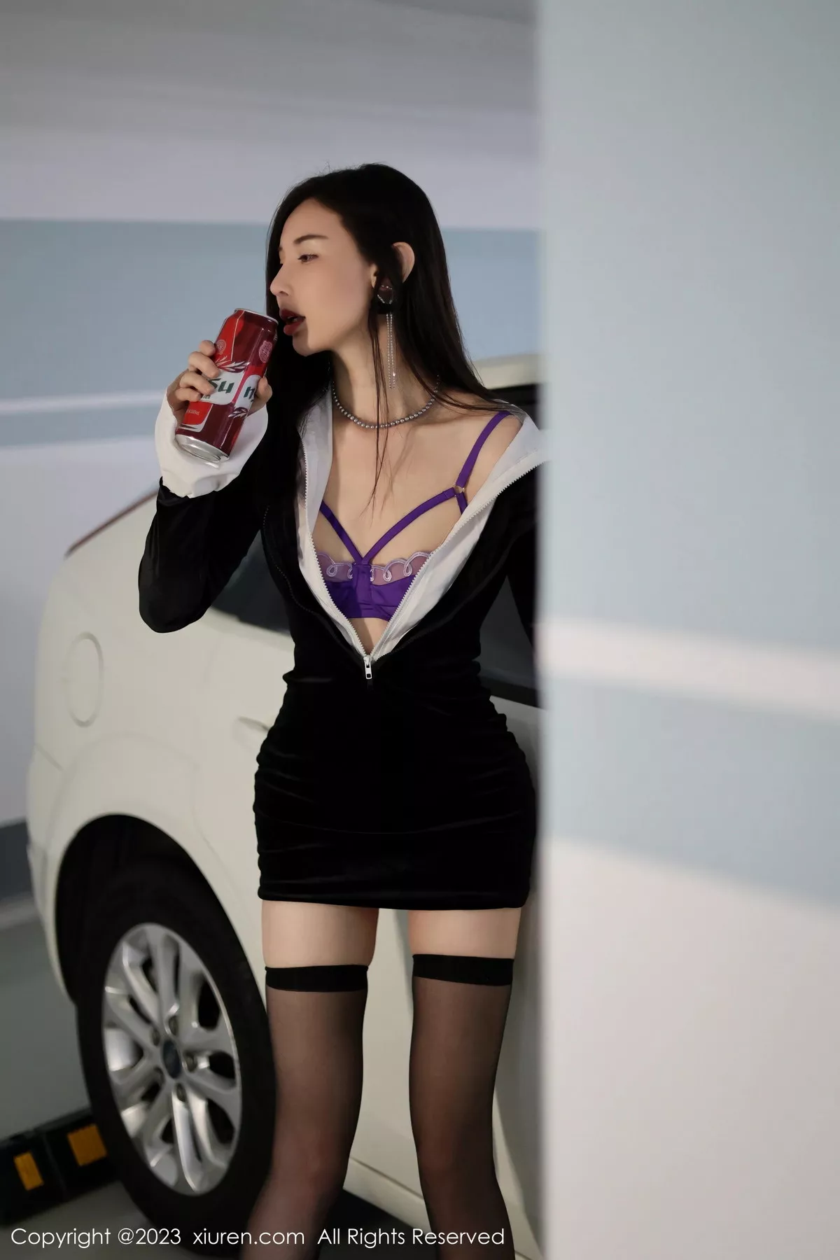 秀人集.com_[XiuRen秀人网]No.7634_模特曼柔醉酒主题脱黑色连衣裙露性感紫色蕾丝内衣撩人诱惑写真66P