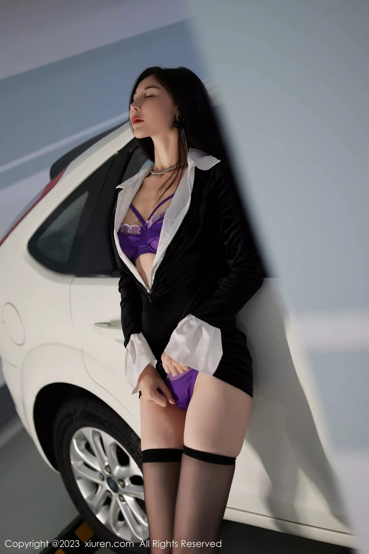 秀人集.com_[XiuRen秀人网]No.7634_模特曼柔醉酒主题脱黑色连衣裙露性感紫色蕾丝内衣撩人诱惑写真66P