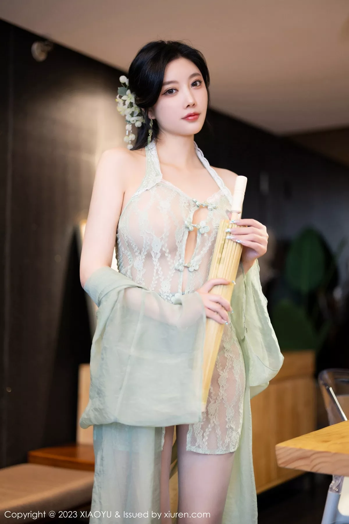 秀人集.com_[XiaoYu画语界]Vol.1143_女神杨晨晨性感淡绿薄纱短裙露绿灰色蕾丝情趣服完美诱惑写真93P