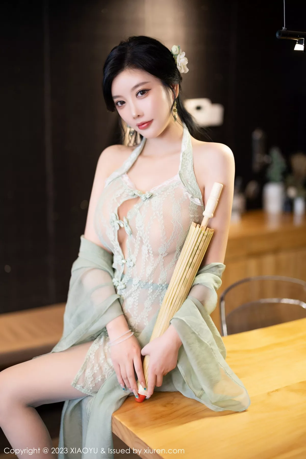 秀人集.com_[XiaoYu画语界]Vol.1143_女神杨晨晨性感淡绿薄纱短裙露绿灰色蕾丝情趣服完美诱惑写真93P