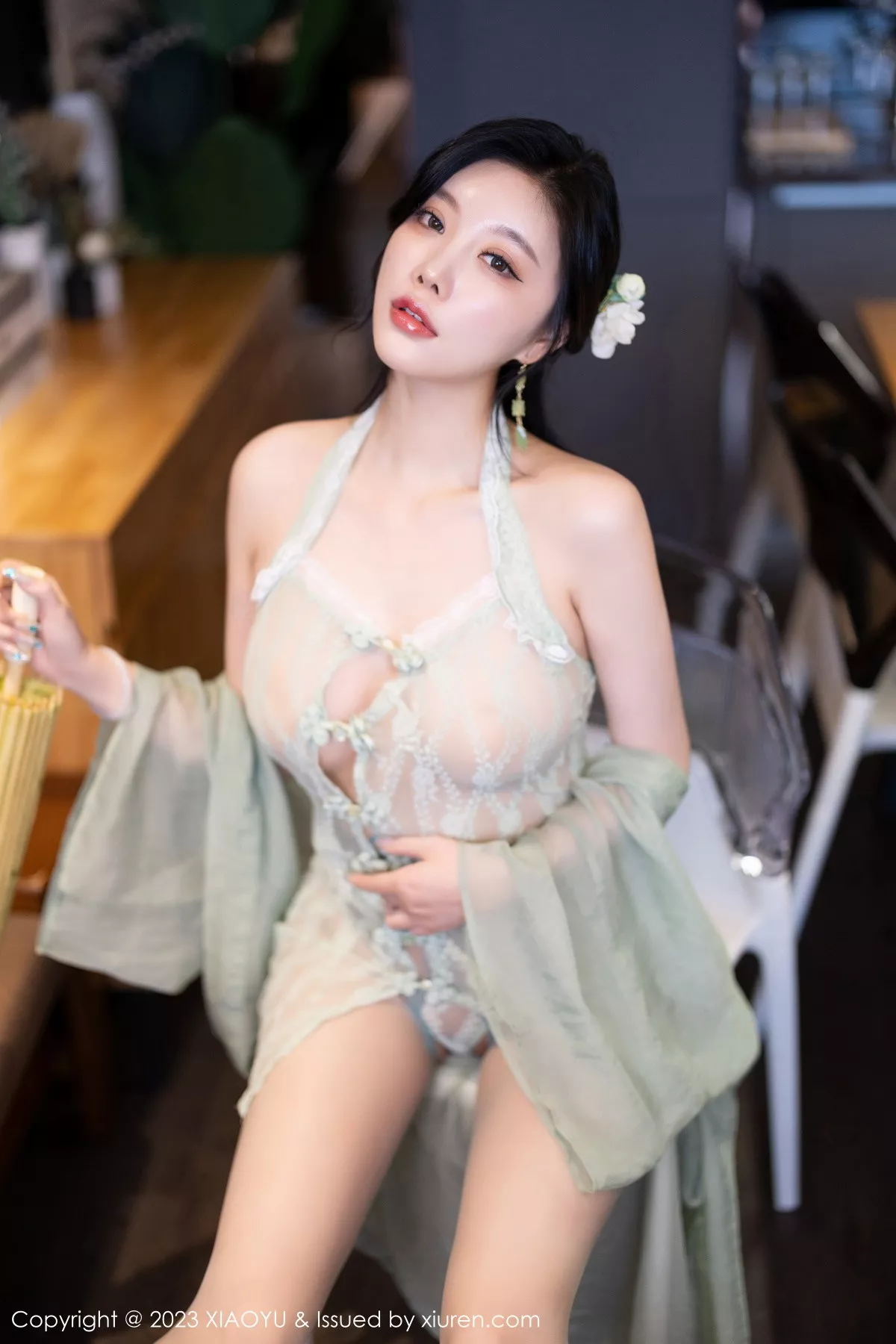 秀人集.com_[XiaoYu画语界]Vol.1143_女神杨晨晨性感淡绿薄纱短裙露绿灰色蕾丝情趣服完美诱惑写真93P