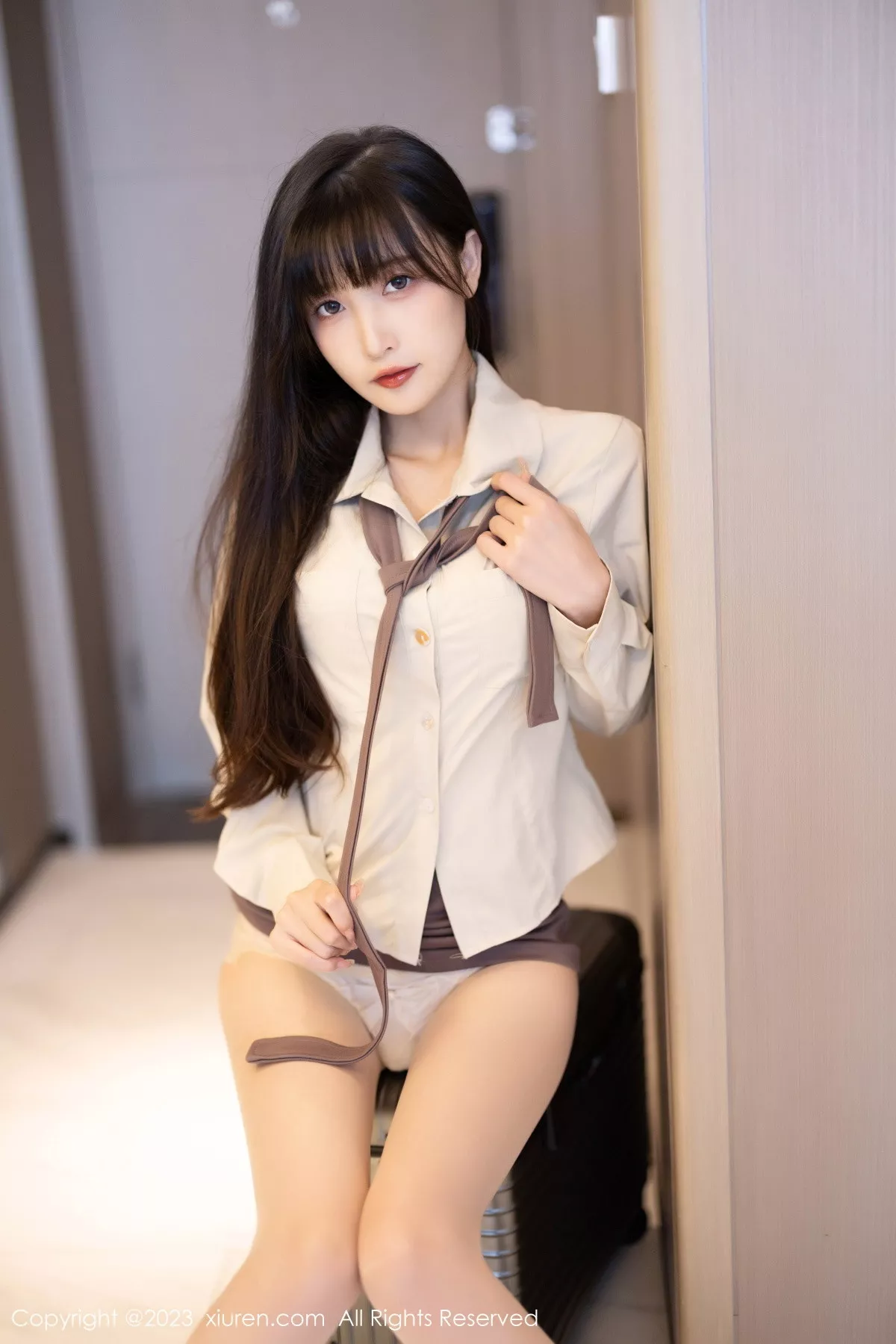 秀人集.com_[XiuRen秀人网]No.7745_模特林星阑性感杏色上衣配短裙露原色丝袜秀苗条身材诱惑写真83P