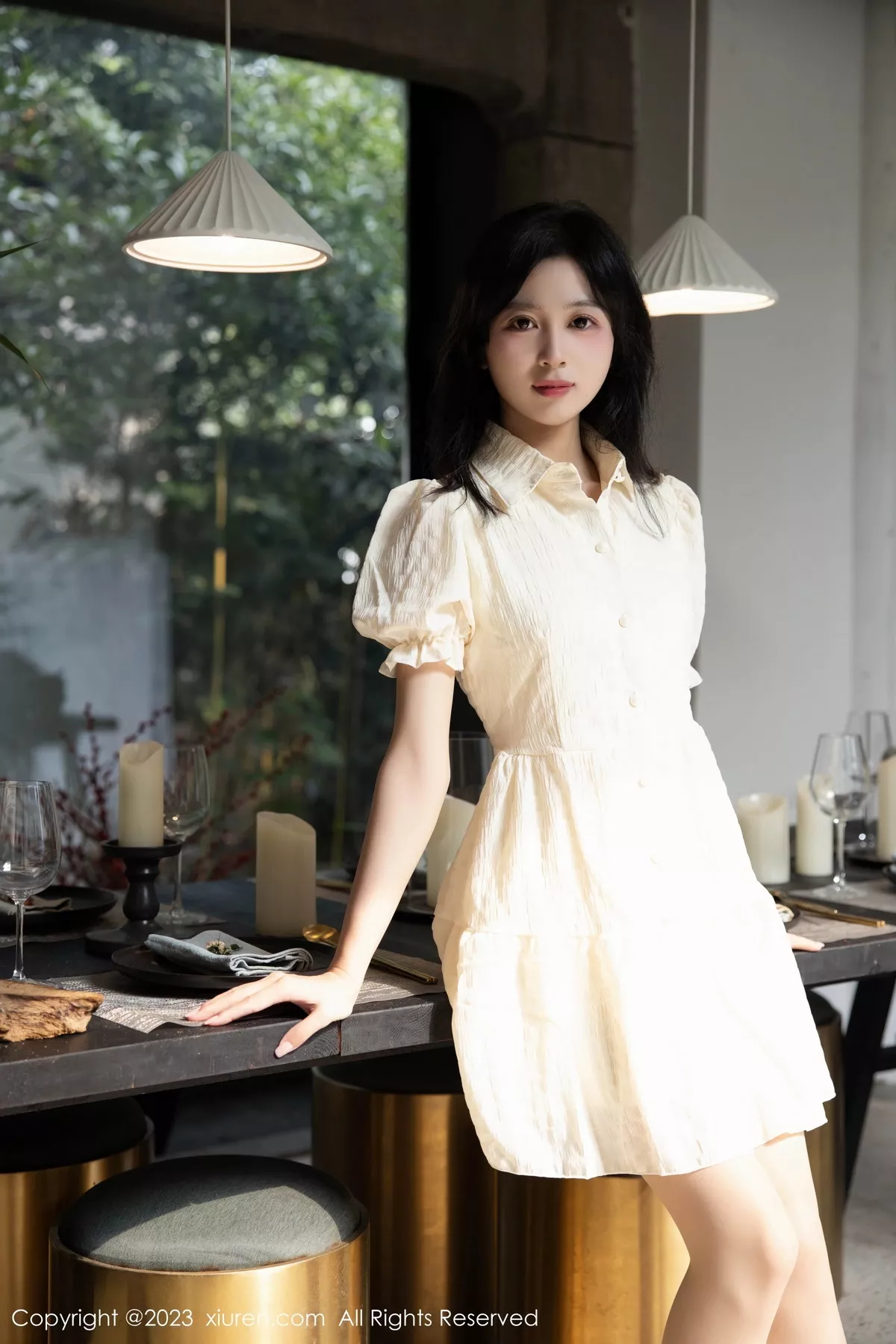 秀人集.com_[XiuRen秀人网]No.7742_模特糖豆sisi性感淡黄连衣裙露白色蕾丝内衣配原色丝袜诱惑写真62P