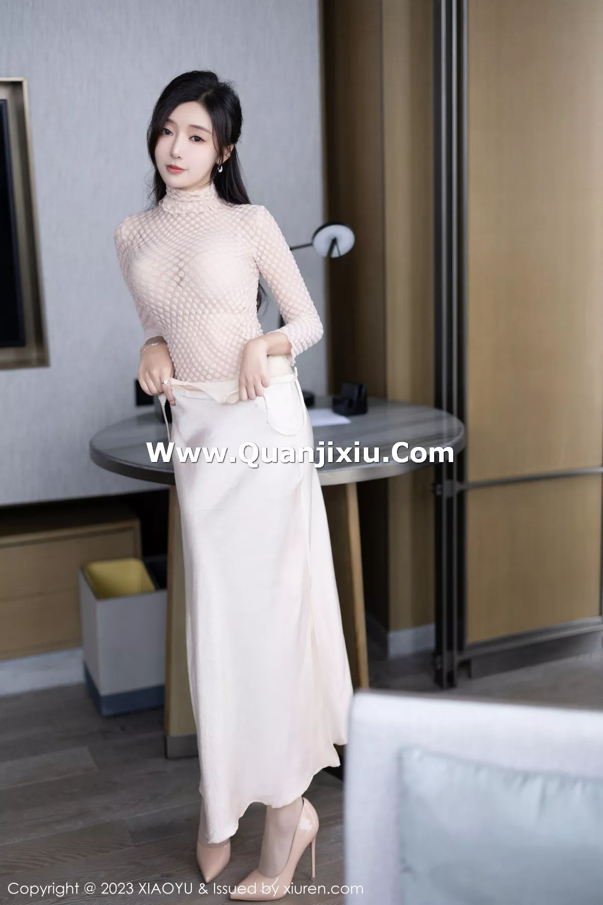 秀人集.com_[XiaoYu画语界]Vol.1157_女神王馨瑶淡黄色连衣短裙+性感网纱情趣服秀惹火身材诱惑写真85P