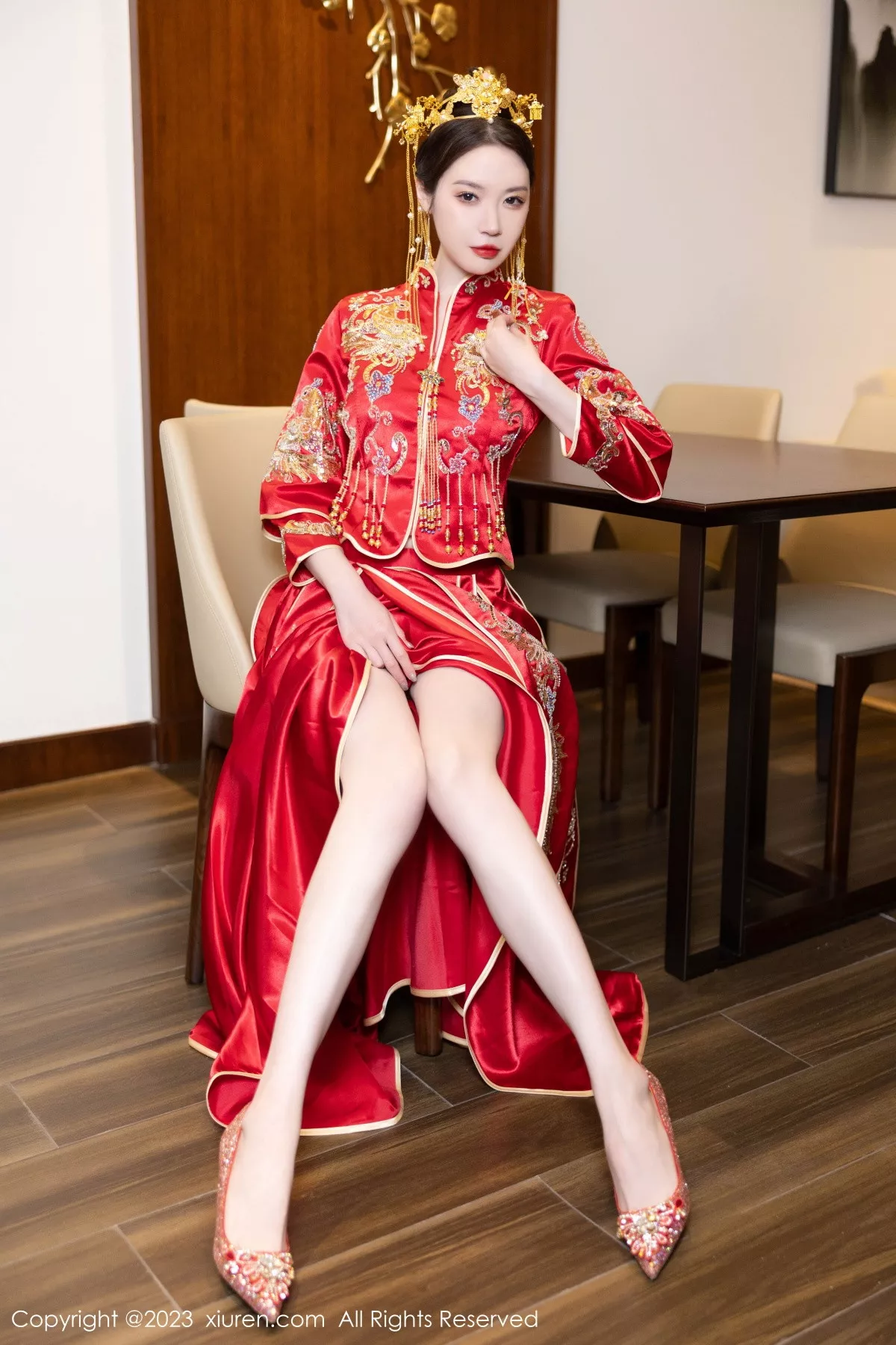 秀人集.com_[XiuRen秀人网]No.7766_模特梦心玥性感红色中式婚服露红色薄透肚兜内衣撩人诱惑写真88P