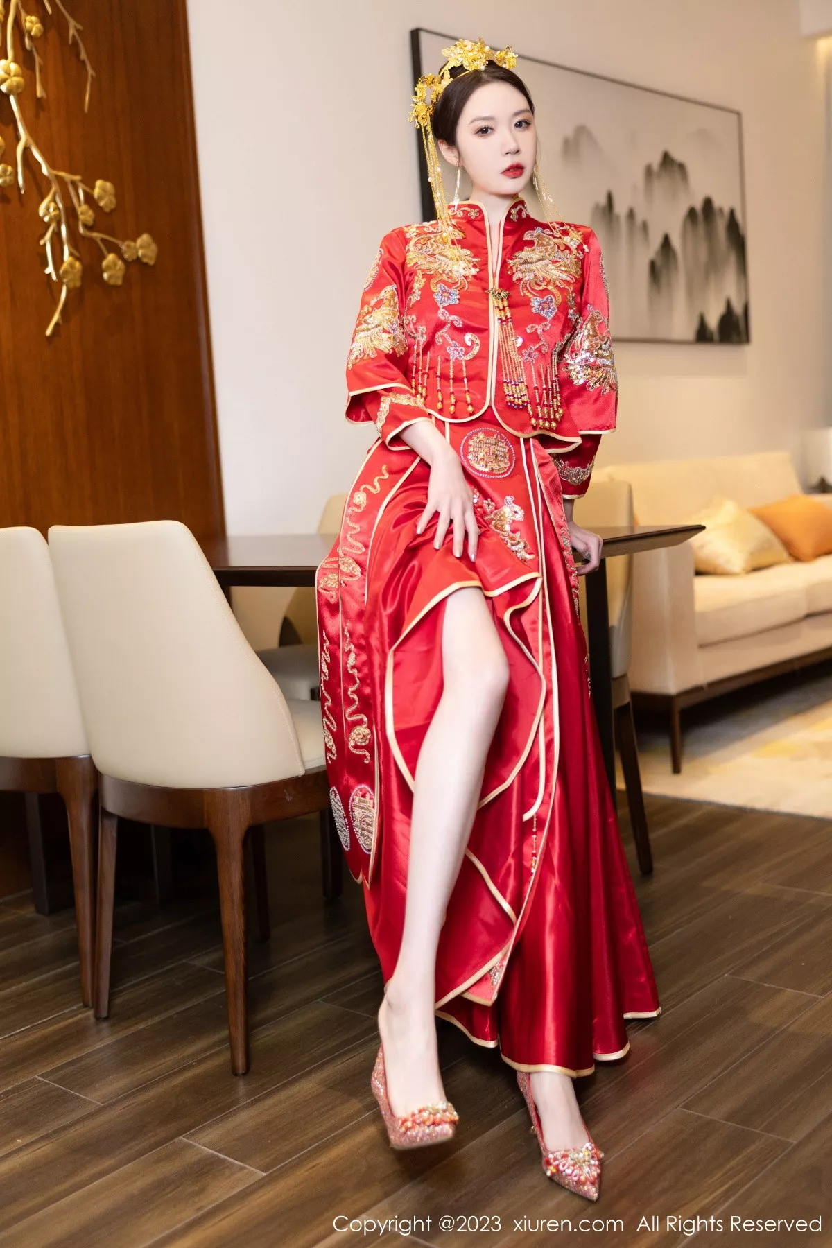 秀人集.com_[XiuRen秀人网]No.7766_模特梦心玥性感红色中式婚服露红色薄透肚兜内衣撩人诱惑写真88P