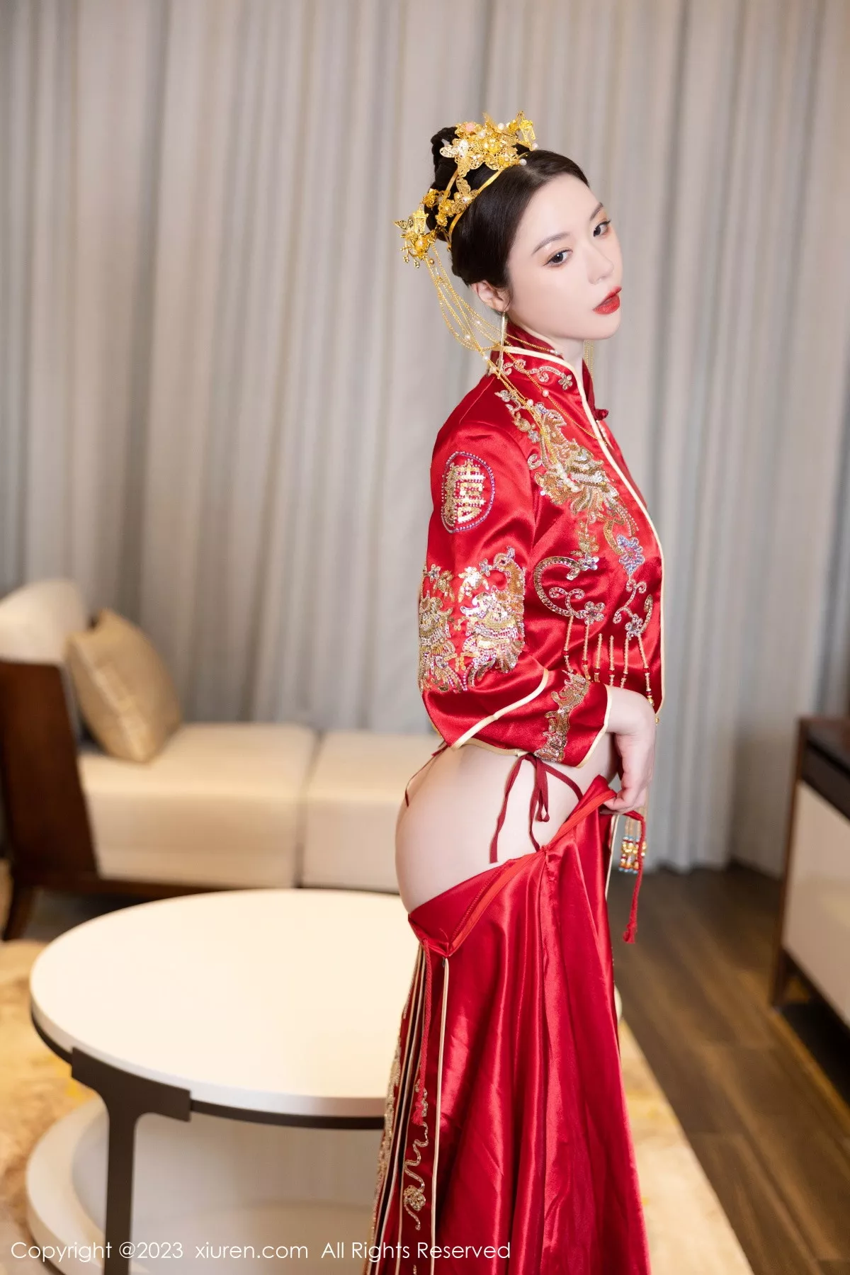 秀人集.com_[XiuRen秀人网]No.7766_模特梦心玥性感红色中式婚服露红色薄透肚兜内衣撩人诱惑写真88P