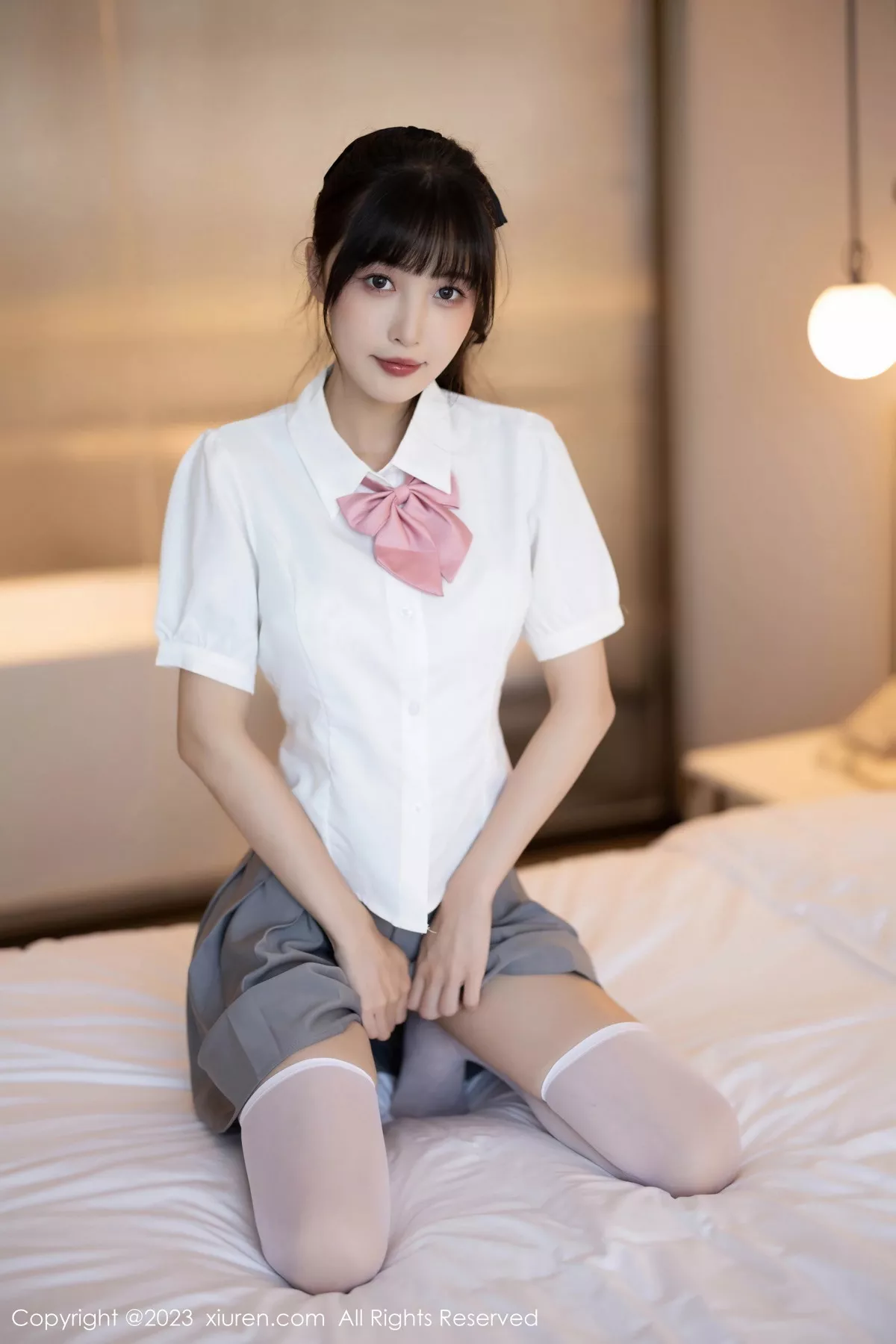 秀人集.com_[XiuRen秀人网]No.7771_模特林星阑性感白T配灰短裙露白色蕾丝内衣秀曼妙身姿诱惑写真83P