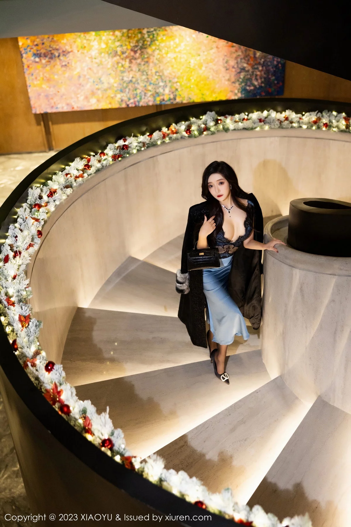 秀人集.com_[XiaoYu画语界]Vol.1163_女神王馨瑶yanni性感蓝黑连衣礼裙配黑丝袜秀曼妙身姿诱惑写真93P