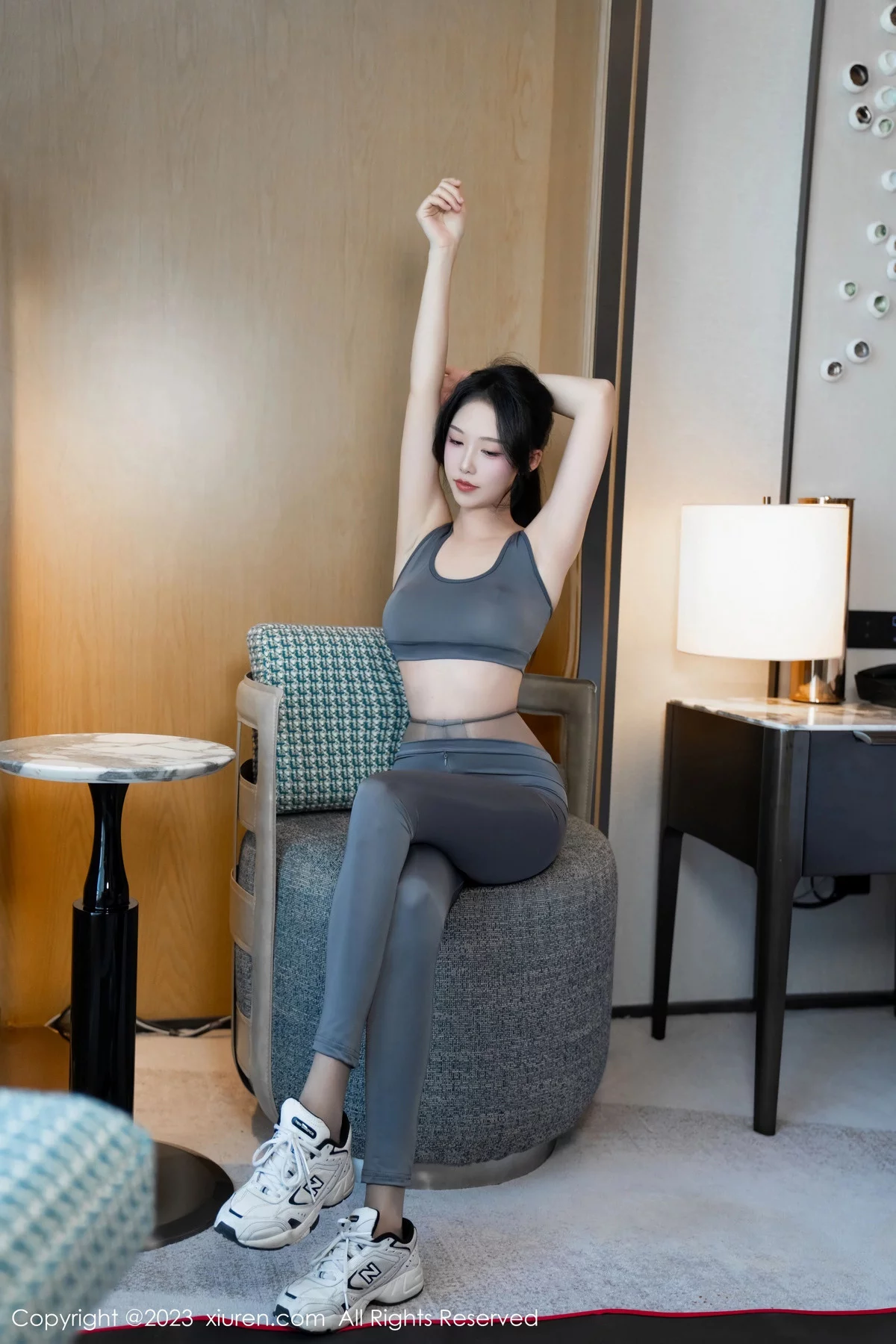 秀人集.com_[XiuRen秀人网]No.7882_模特利世性感灰色瑜伽服饰配超薄无内灰丝秀曼妙身姿诱惑写真80P