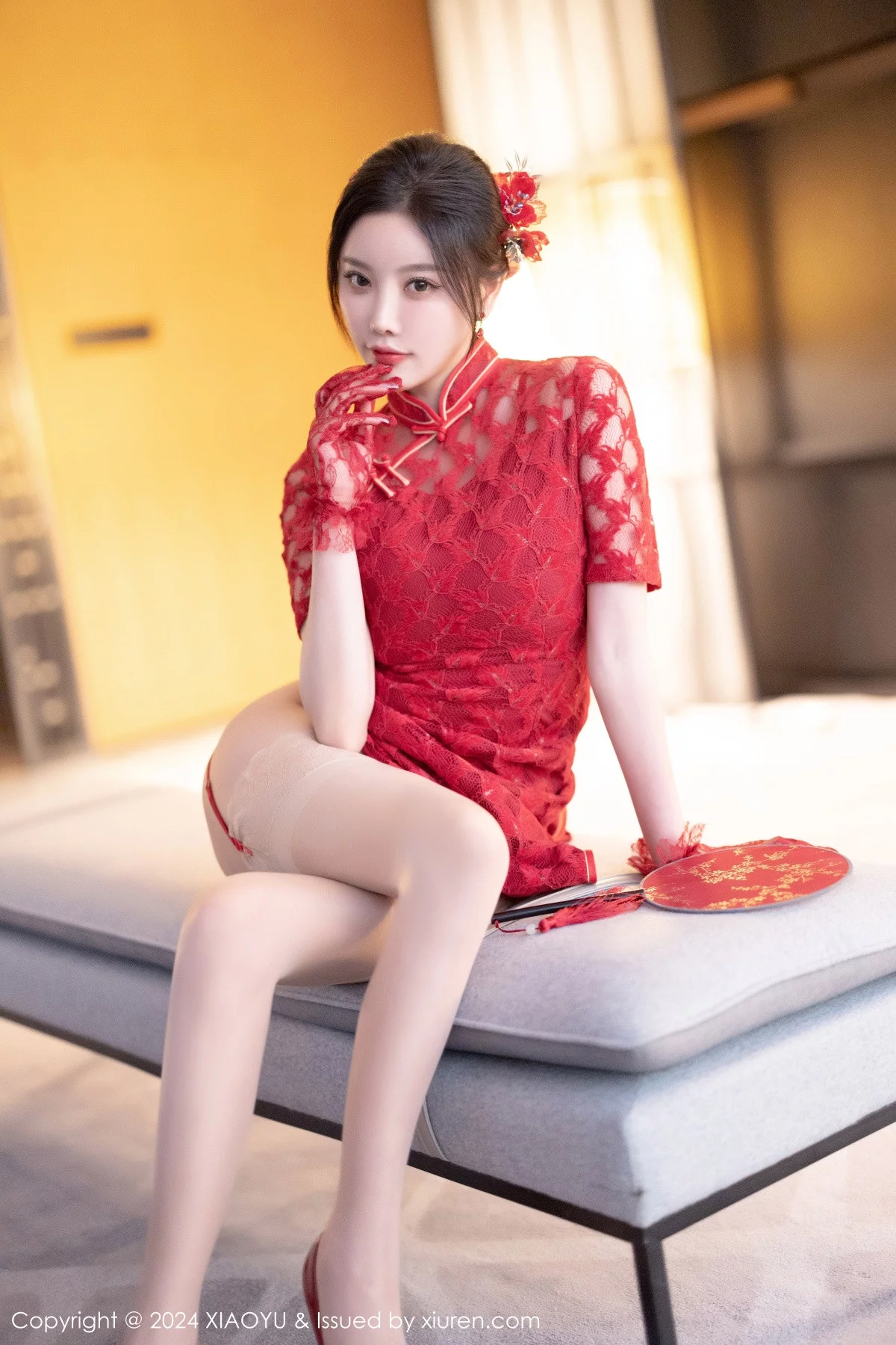 秀人集.com_[XiaoYu画语界]Vol.1184_女神杨晨晨Yome红色中式婚服露性感红色蕾丝内衣完美诱惑写真82P