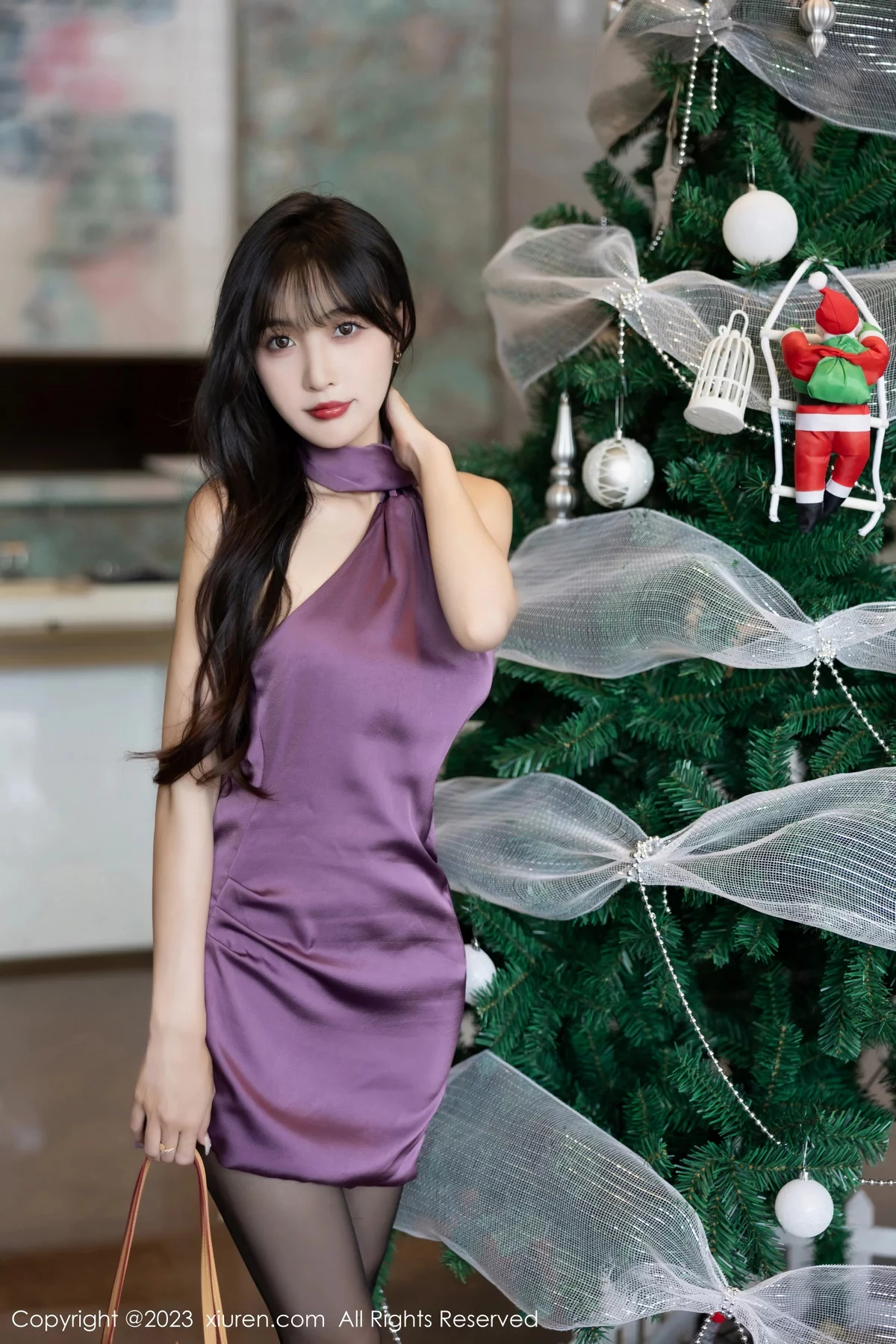 秀人集.com_[XiuRen秀人网]No.7852_模特林星阑性感紫色露肩连衣短裙配超薄无内黑丝惹火诱惑写真88P