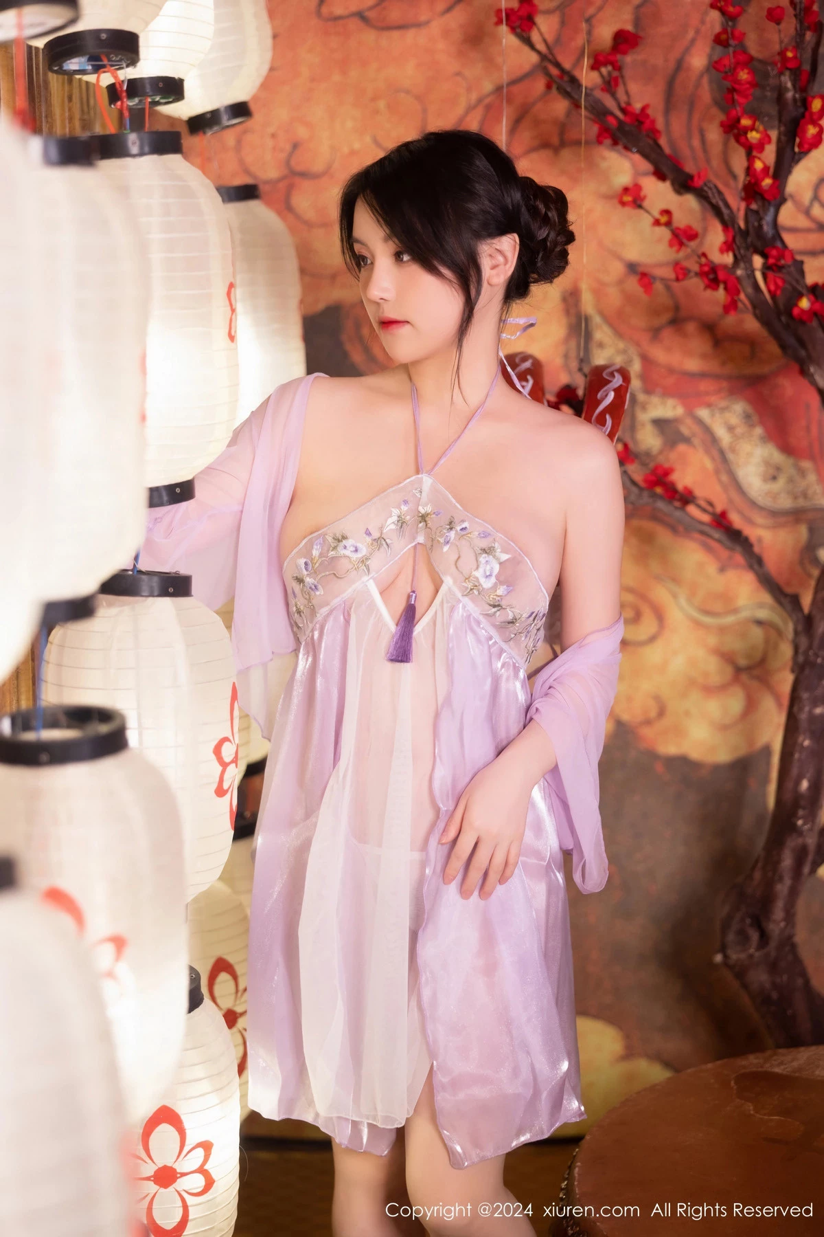 秀人集.com_[XiuRen秀人网]No.8059_模特豆瓣酱性感轻透紫色古装服饰透视秀惹火身材极致诱惑写真80P