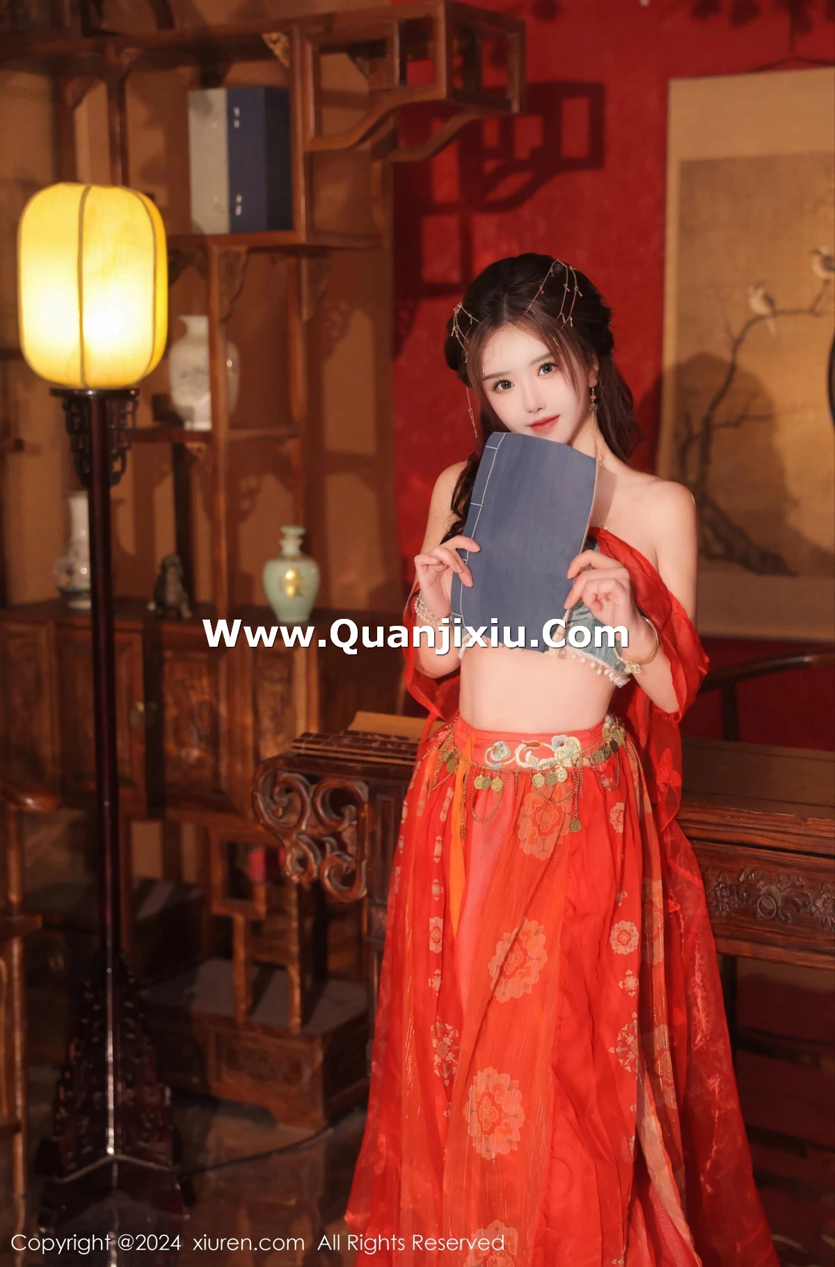 秀人集.com_[XiuRen秀人网]No.8146_模特小薯条nienie性感红色古装服饰配白丝袜秀完美身材诱惑写真82P