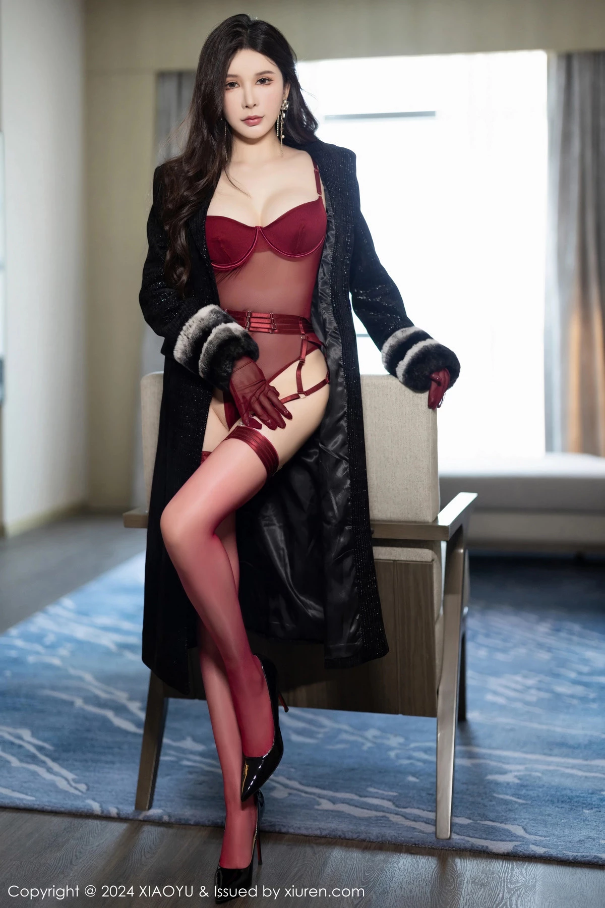 秀人集.com_[XiaoYu画语界]Vol.1210_模特李丽莎性感红色情趣服饰配红丝吊袜秀惹火身材完美诱惑写真81P