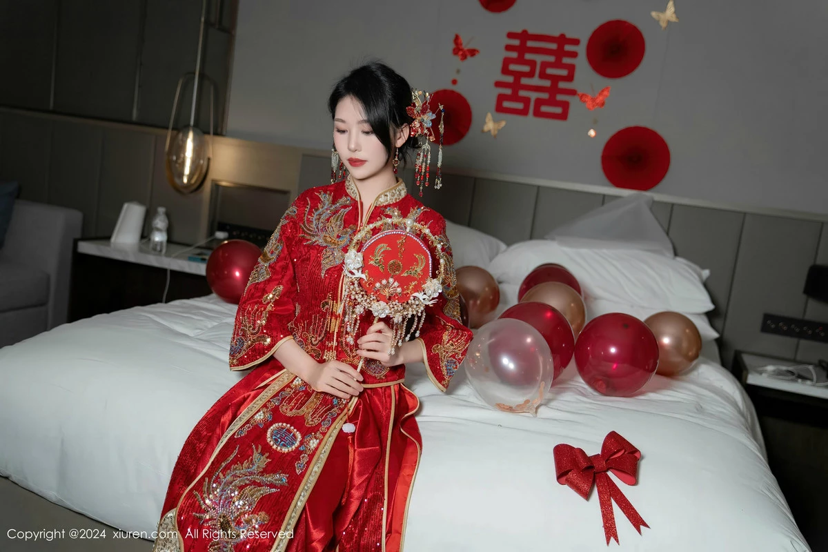 秀人集.com_[XiuRen秀人网]No.8376_模特利世性感红色新娘妆露红色内衣配超薄闪亮肉丝完美诱惑写真95P