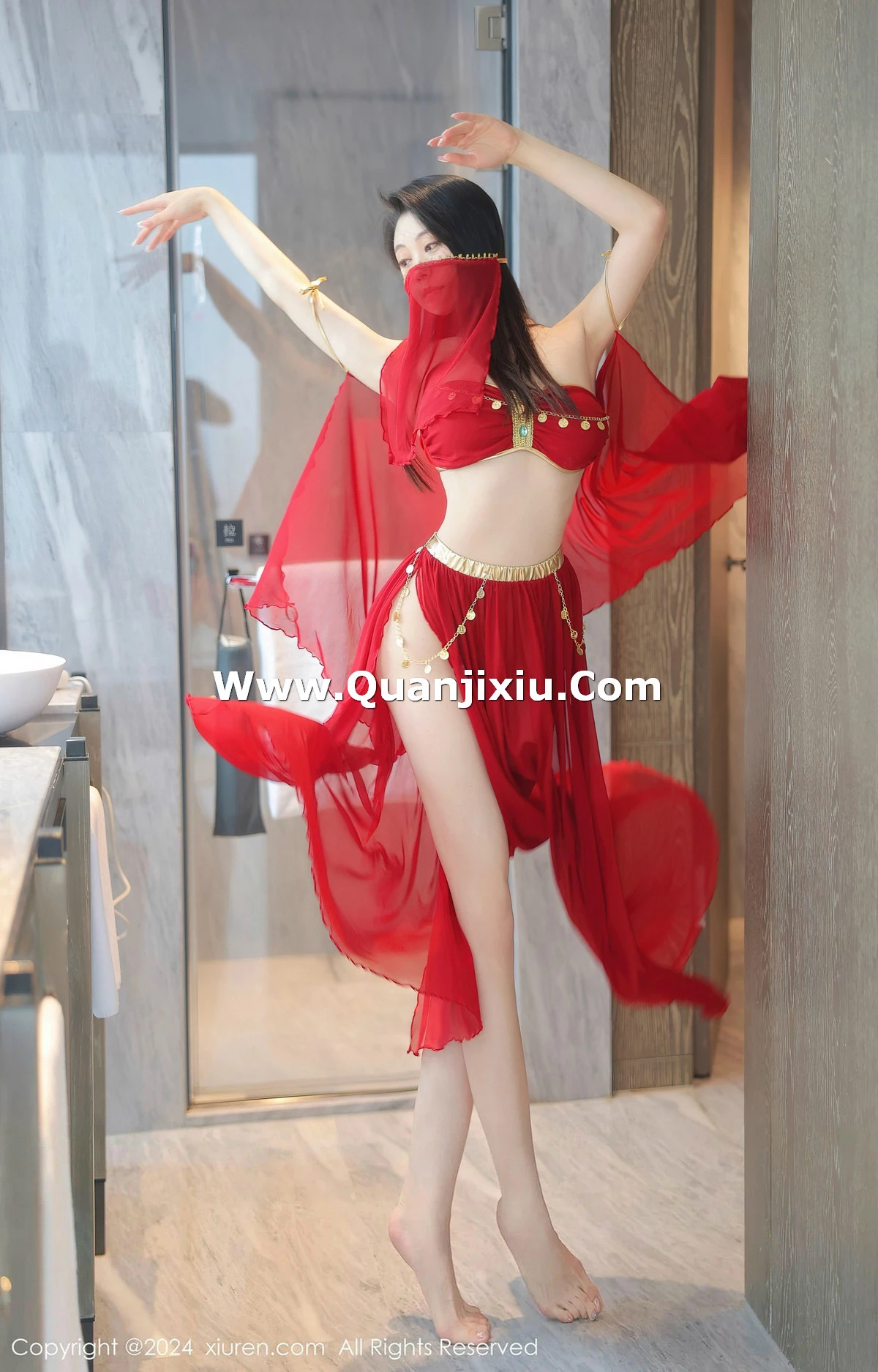 秀人集.com_[XiuRen秀人网]No.8420_模特清妙异域舞娘装扮性感红色舞裙秀曼妙身姿修长美腿迷人写真93P