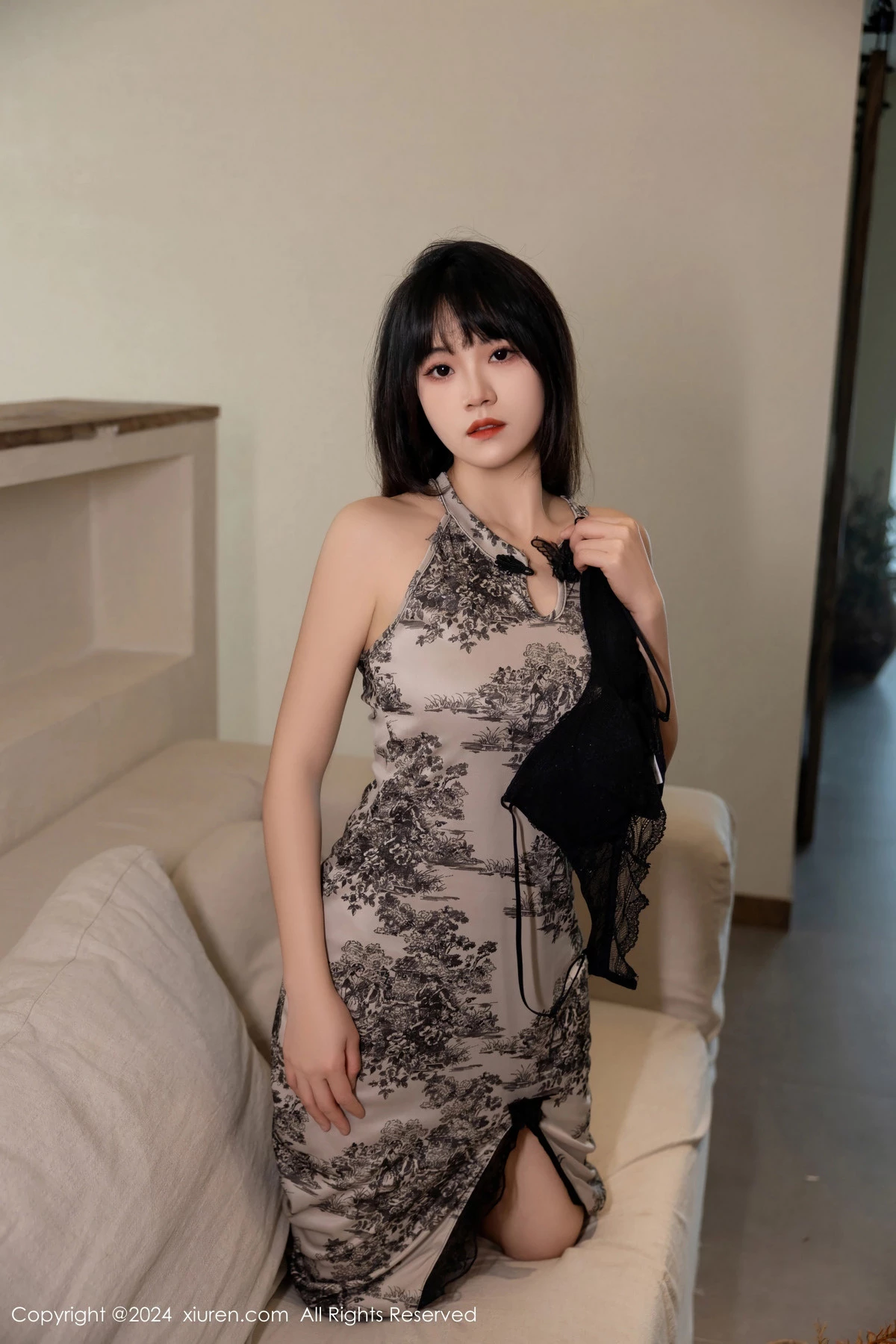 秀人集.com_[XiuRen秀人网]No.8434_模特唐安诺性感带图案连衣短裙露黑色内衣秀曼妙身姿诱惑写真59P