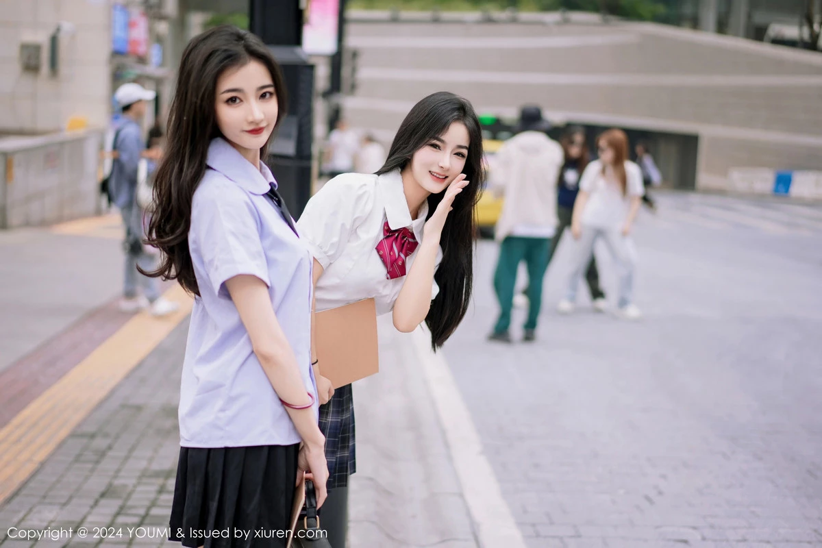 秀人集.com_[YouMi尤蜜荟]Vol.1057_模特鱼尾fish＆小茶茶性感学妹制服配黑丝袜秀完美身材迷人写真103P