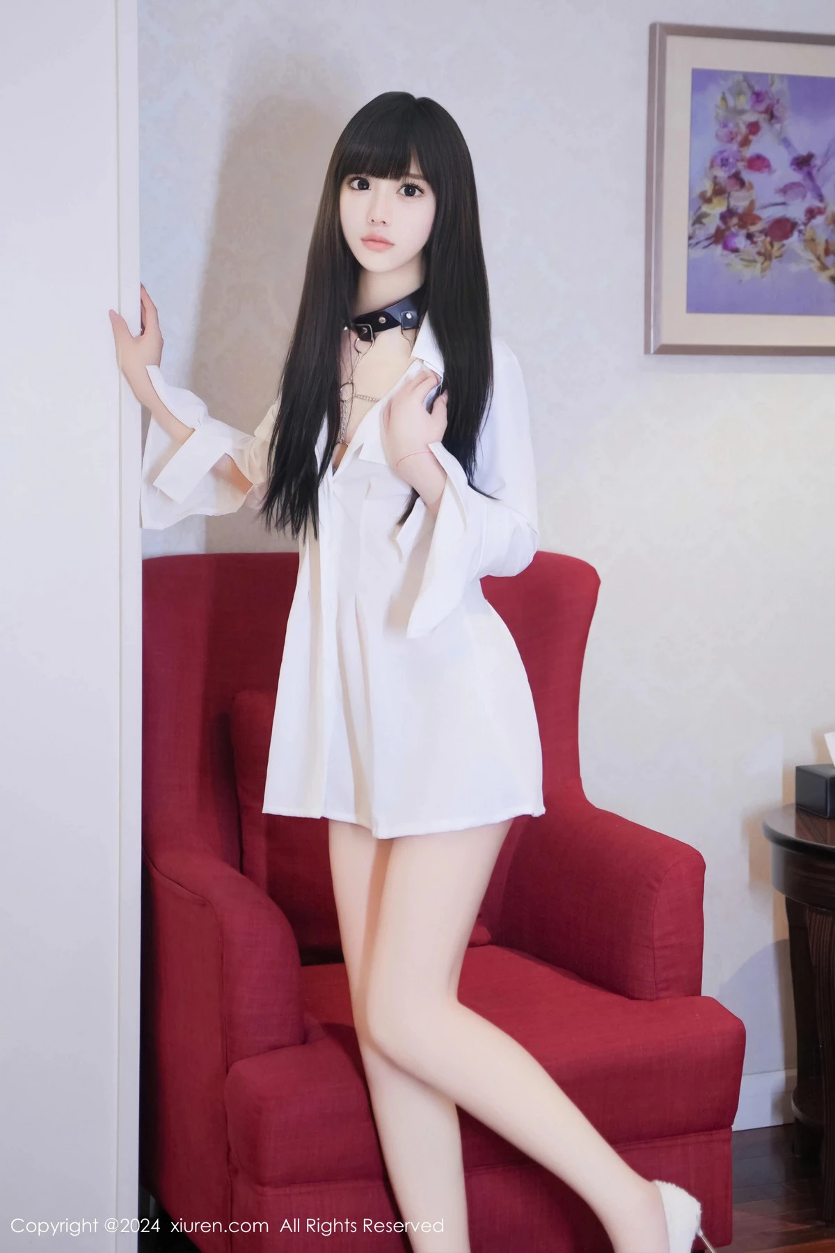 秀人集.com_[XiuRen秀人网]No.8573_模特沐言yanyan性感白色T恤露黑色情趣服饰秀柔美身姿诱惑写真78P