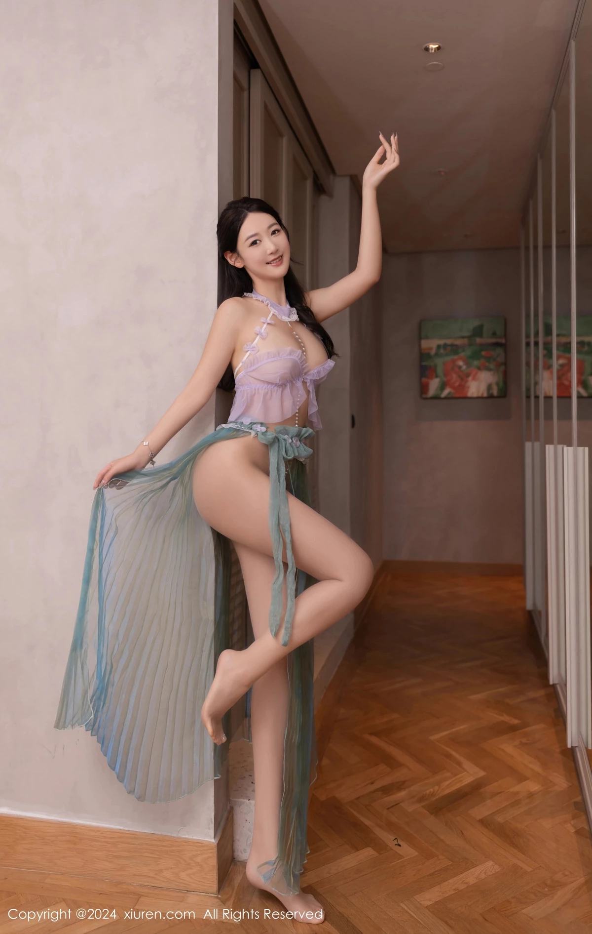 秀人集.com_[XiuRen秀人网]No.8644_模特唐安琪性感浅色轻透古风服饰配超薄肉丝秀曼妙身姿诱惑写真80P