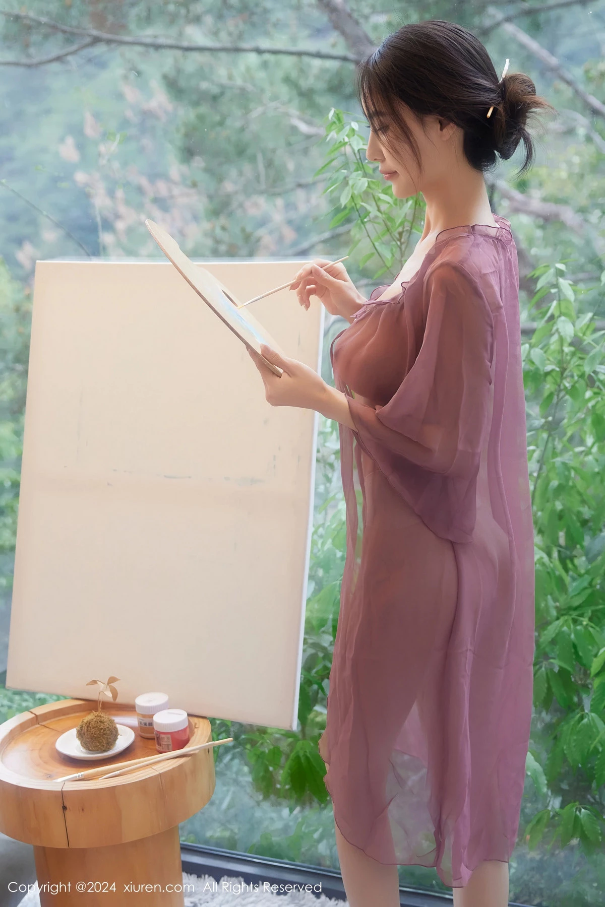 秀人集.com_[XiuRen秀人网]No.8687_模特Lingyu69性感紫色轻透连衣裙配白丝袜秀丰腴身材诱惑写真86P