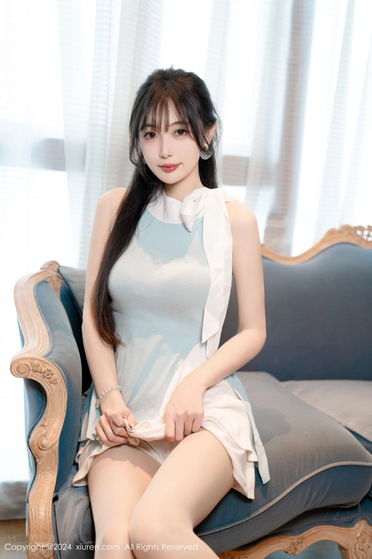 秀人集.com_[XiuRen秀人网]No.8761_模特林星阑性感蓝白连衣短裙露黑色情趣内衣秀曼妙身姿诱惑写真101P