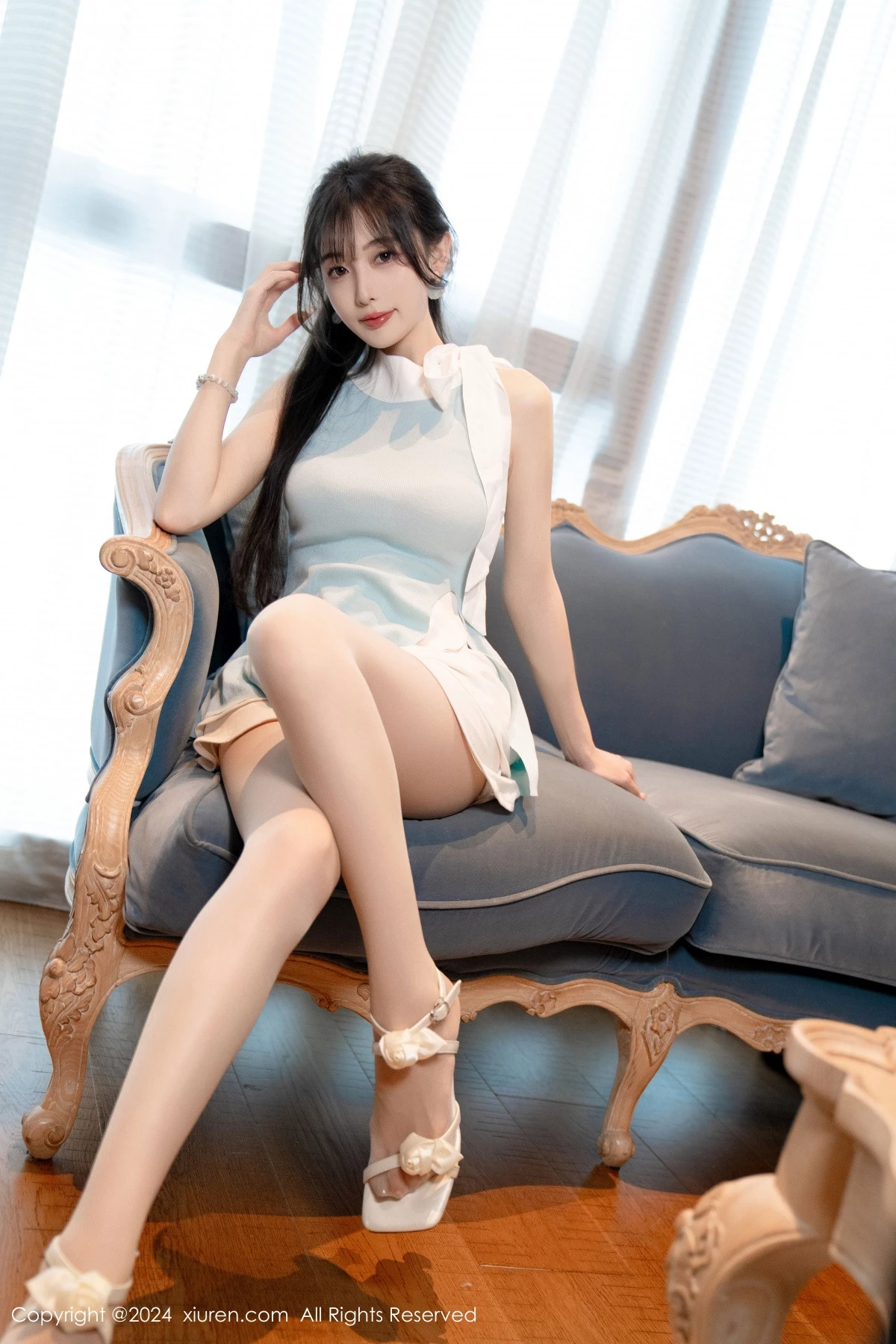 秀人集.com_[XiuRen秀人网]No.8761_模特林星阑性感蓝白连衣短裙露黑色情趣内衣秀曼妙身姿诱惑写真101P