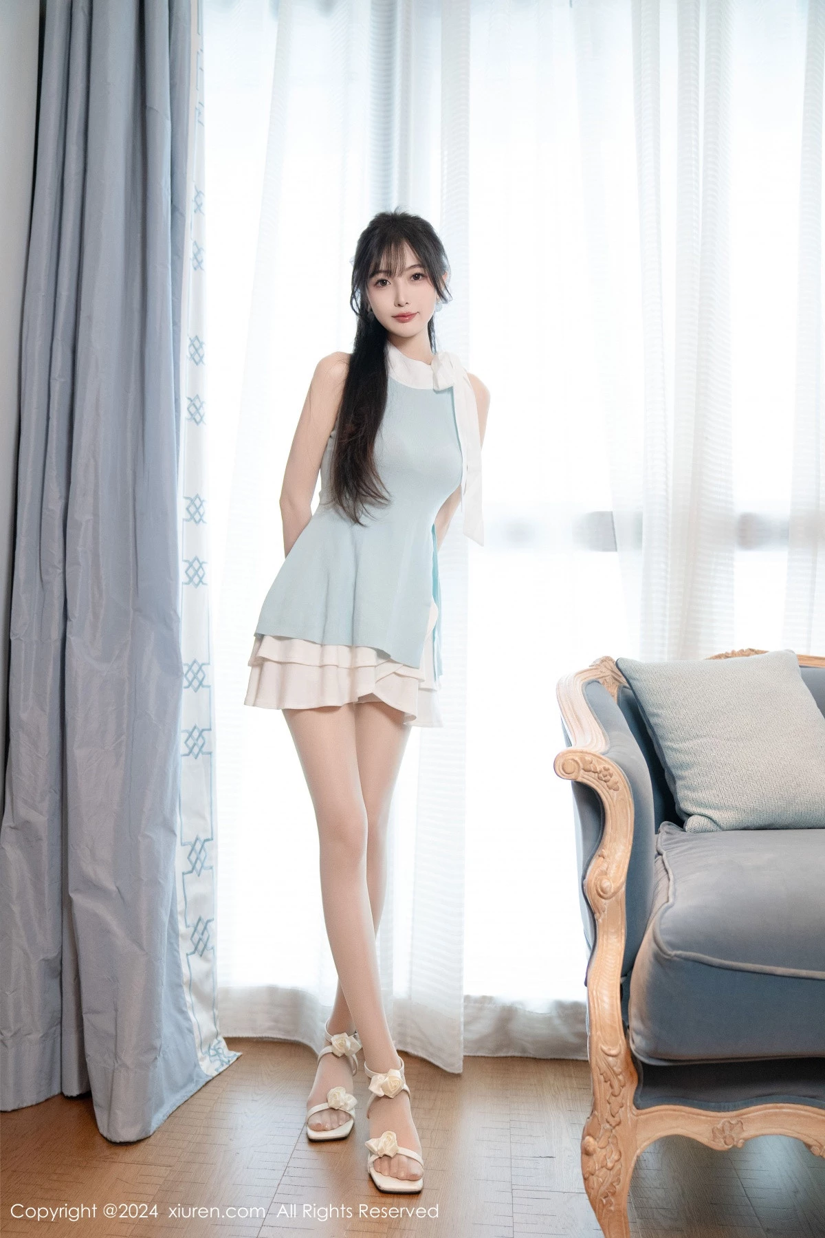 秀人集.com_[XiuRen秀人网]No.8761_模特林星阑性感蓝白连衣短裙露黑色情趣内衣秀曼妙身姿诱惑写真101P