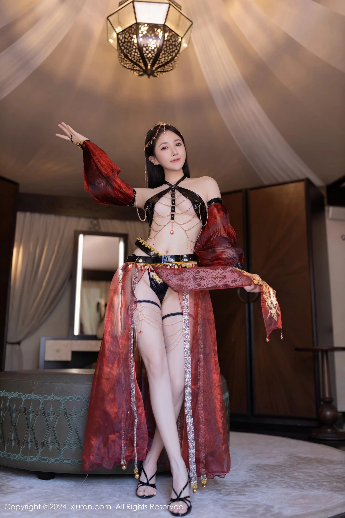 秀人集.com_[XiuRen秀人网]No.8778_模特鱼子酱Fish性感舞娘薄纱露黑色情趣内衣秀完美身材诱惑写真80P