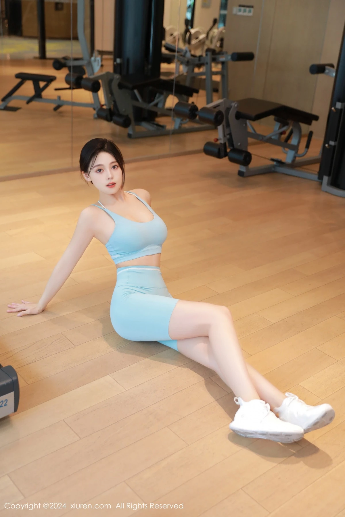 秀人集.com_[XiuRen秀人网]No.8732_模特清妙健身房场景性感浅绿色运动服饰秀完美身材迷人诱惑写真81P