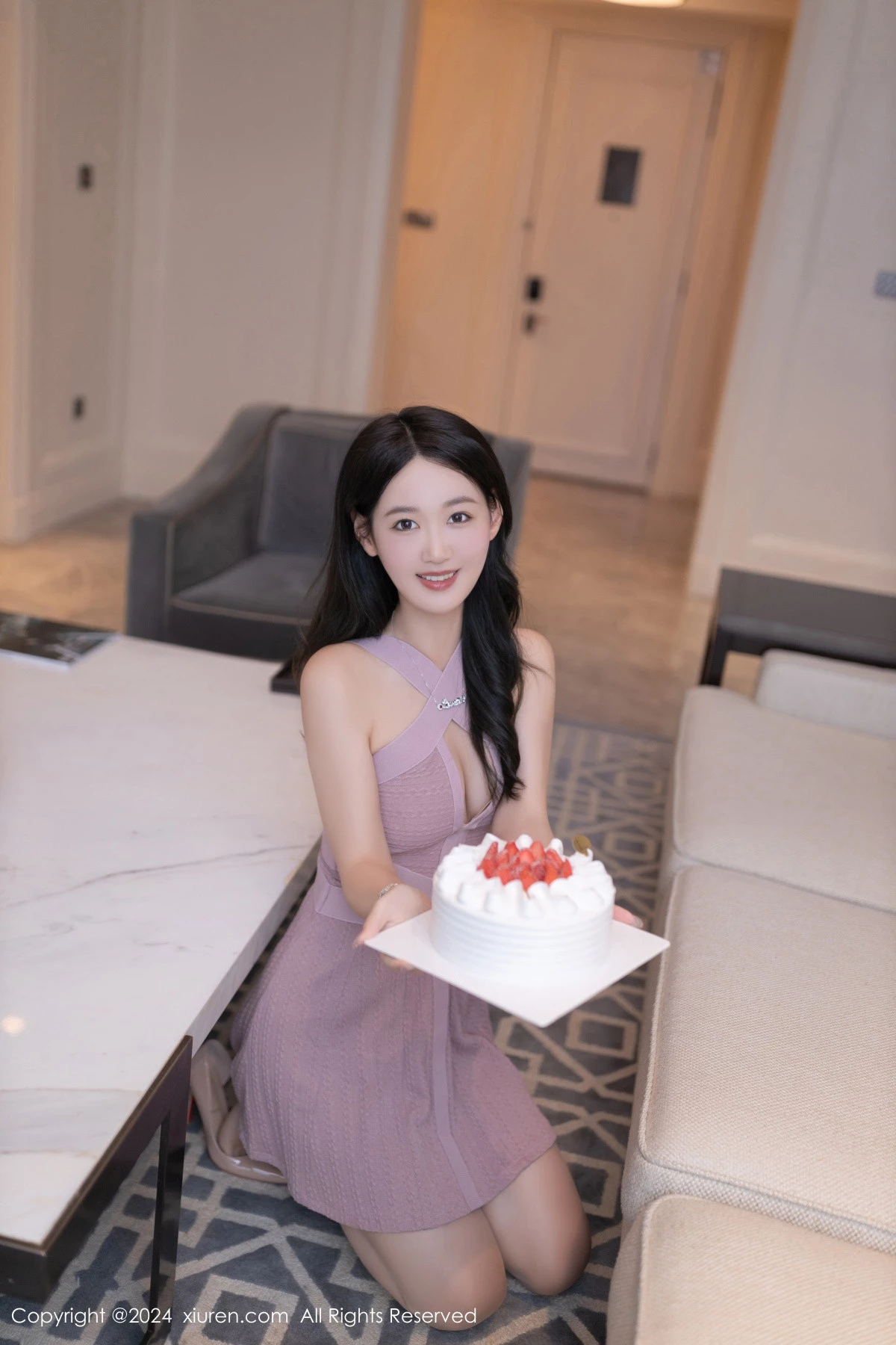秀人集.com_[XiuRen秀人网]No.8748_模特唐安琪性感浅紫色连衣短裙配开档肉丝秀曼妙身姿诱惑写真80P